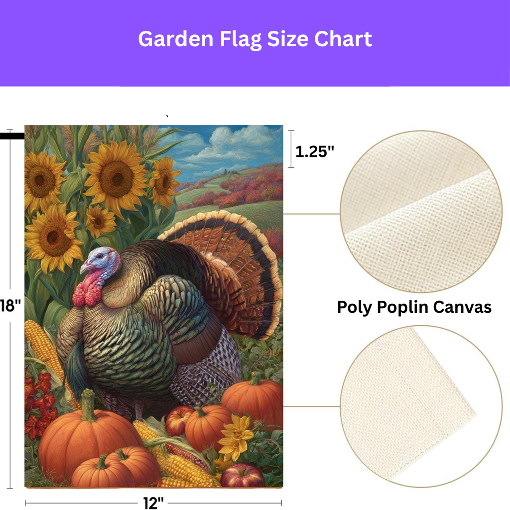Autumn Wild Turkey Harvest Garden Flag - porch decor - Dragonfire Gardens