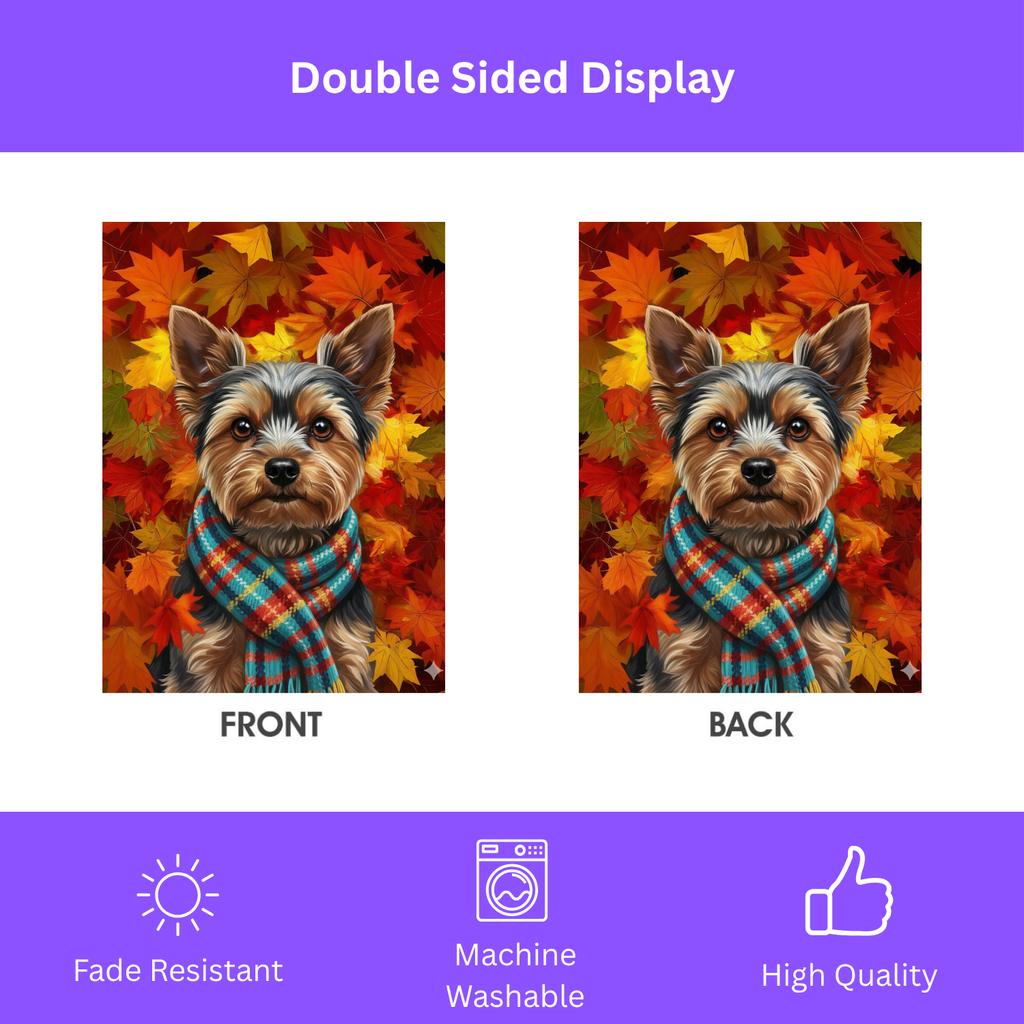 Fall Scarf Yorkshire Terrier Garden Flag - double-sided design - Dragonfire Gardens