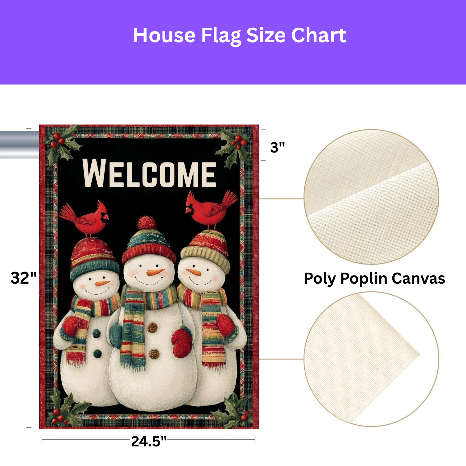Snowmen and Cardinals Welcome Garden Flag - porch decor - Dragonfire Gardens