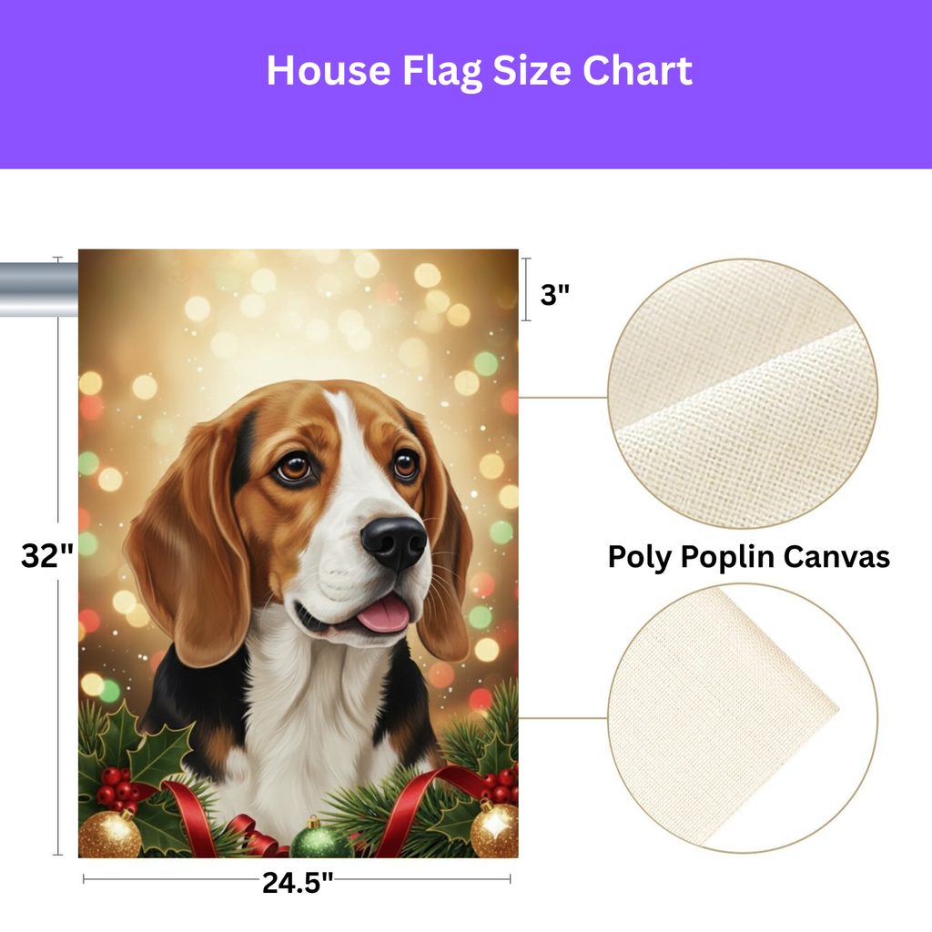 Beagle Christmas Lights Garden Flag - yard display - Dragonfire Gardens