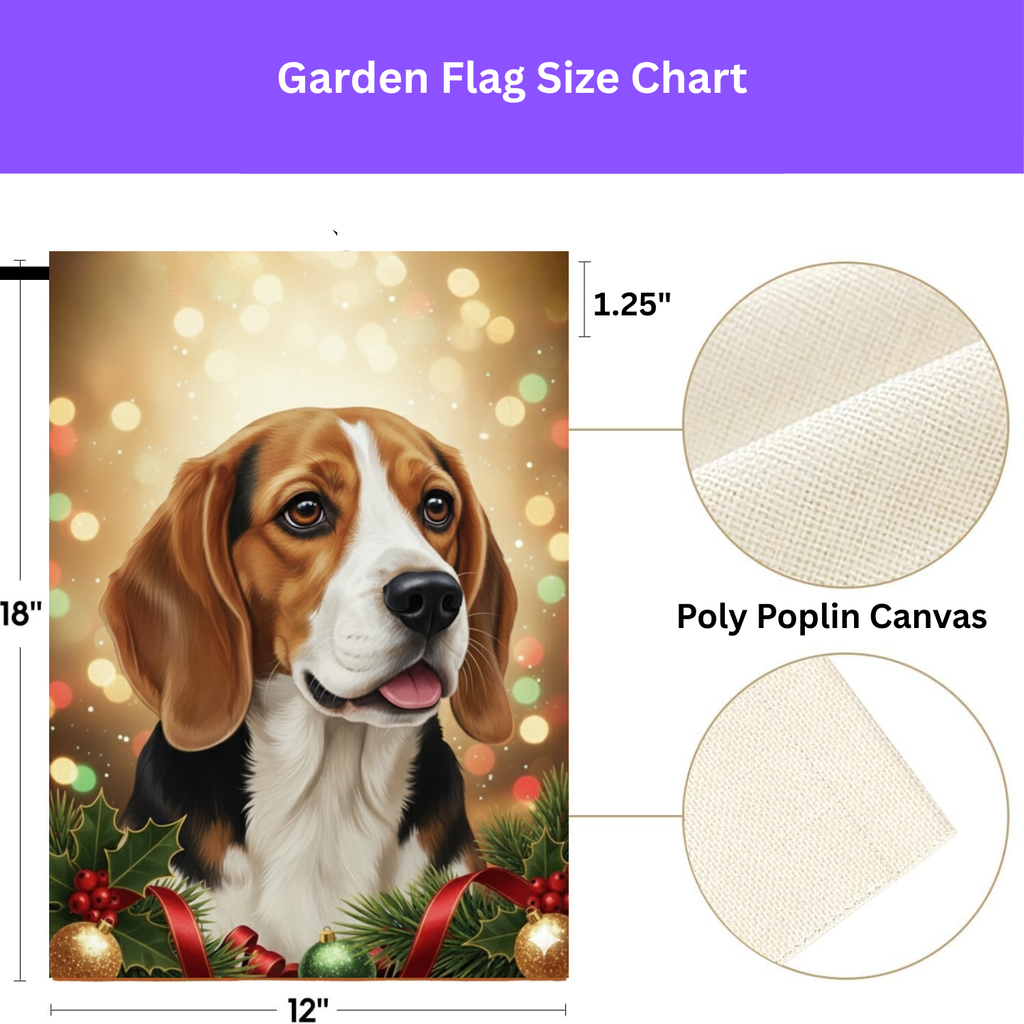 Beagle Christmas Lights Garden Flag - porch decor - Dragonfire Gardens