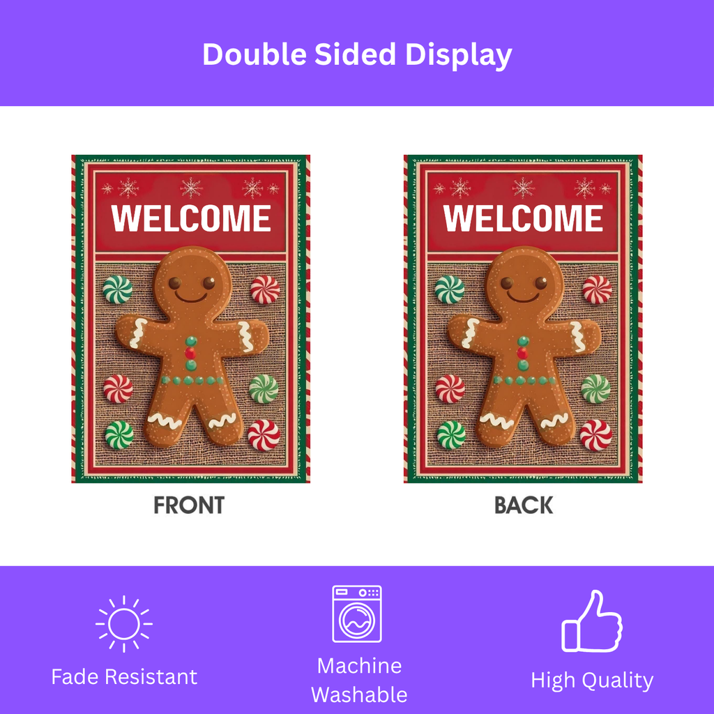 Welcome Gingerbread Garden Flag