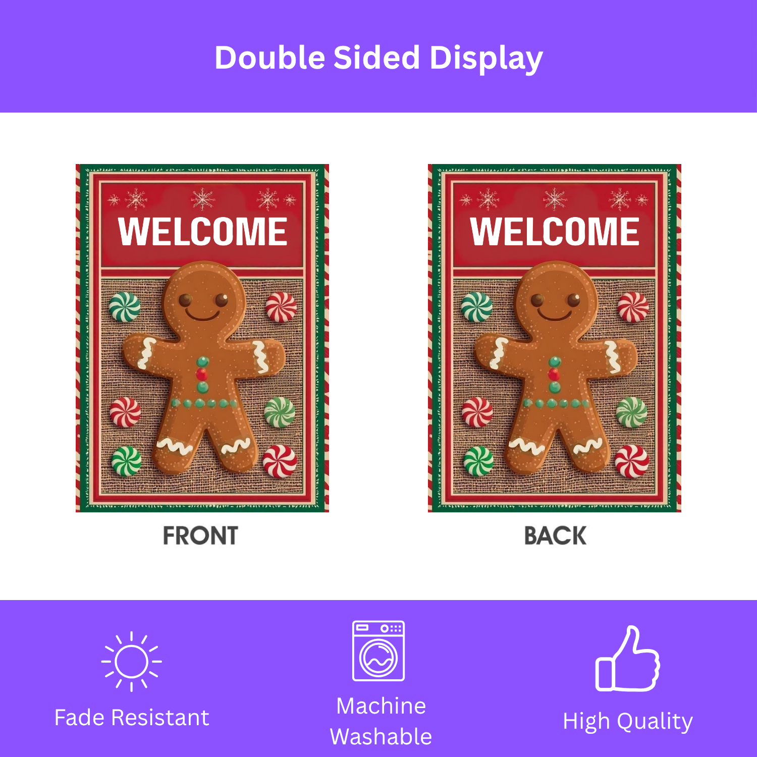 Welcome Gingerbread Garden Flag