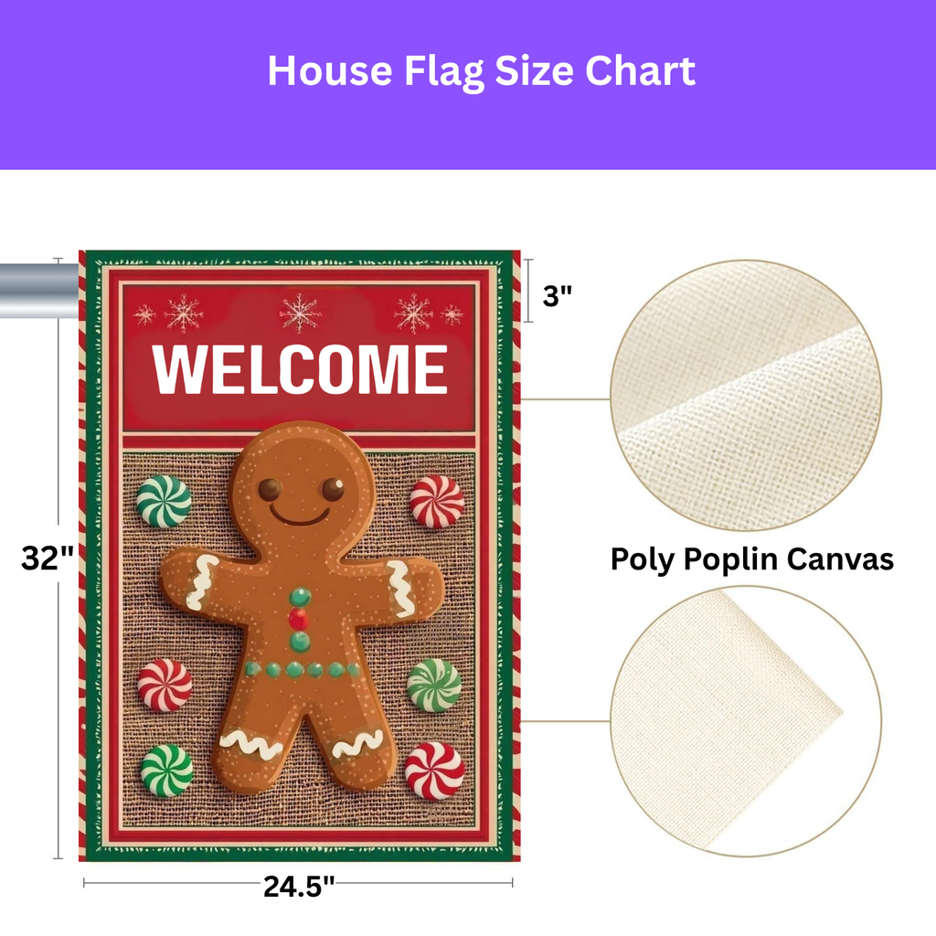 Welcome Gingerbread Garden Flag