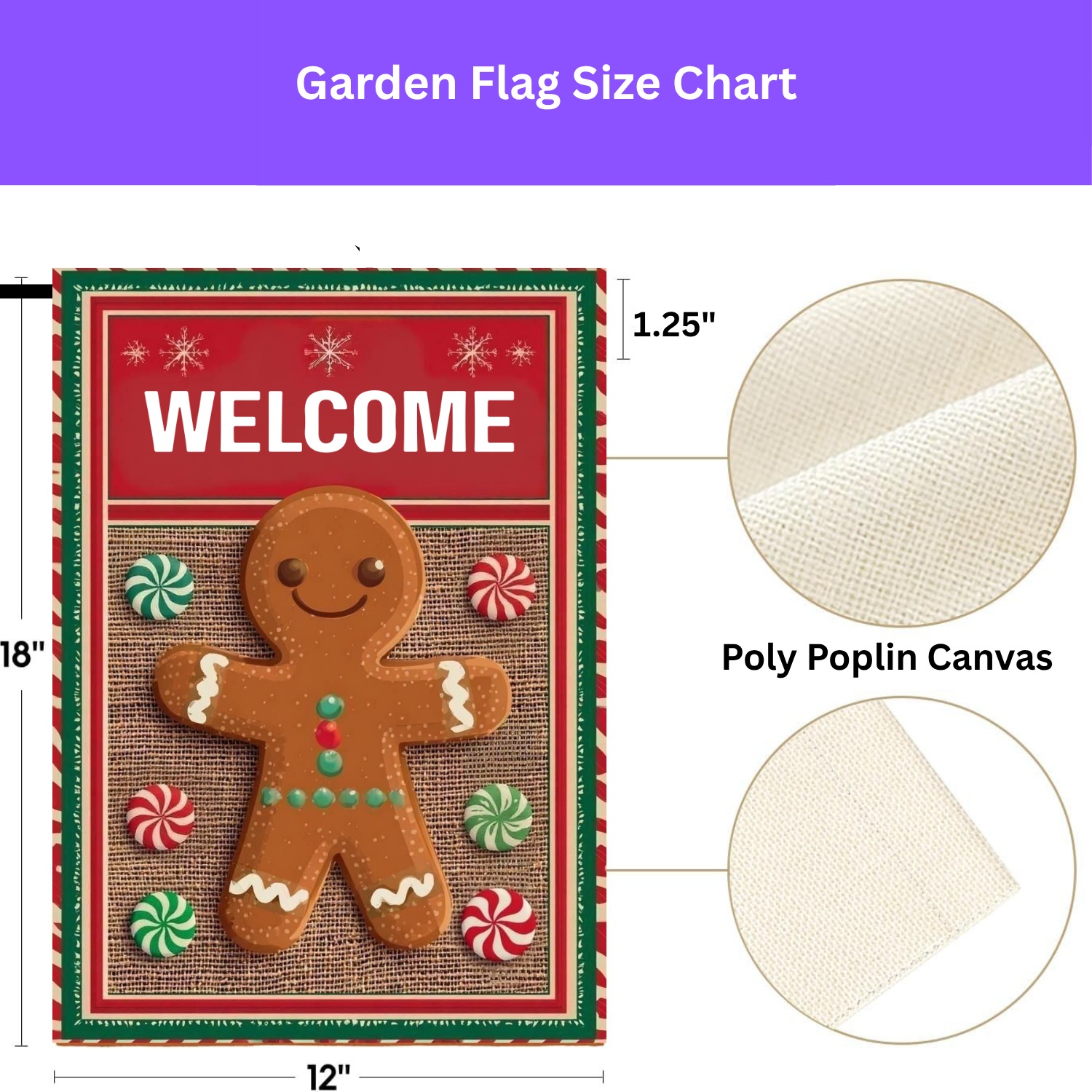 Welcome Gingerbread Garden Flag