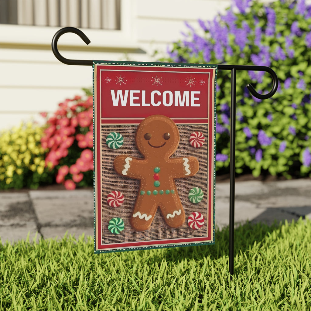 Welcome Gingerbread Garden Flag
