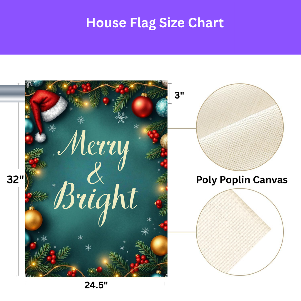 Merry & Bright Christmas Garden Flag - yard display - Dragonfire Gardens