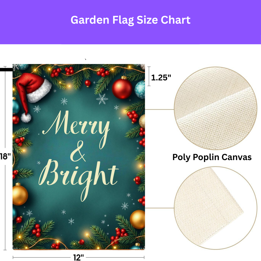 Merry & Bright Christmas Garden Flag - porch decor - Dragonfire Gardens