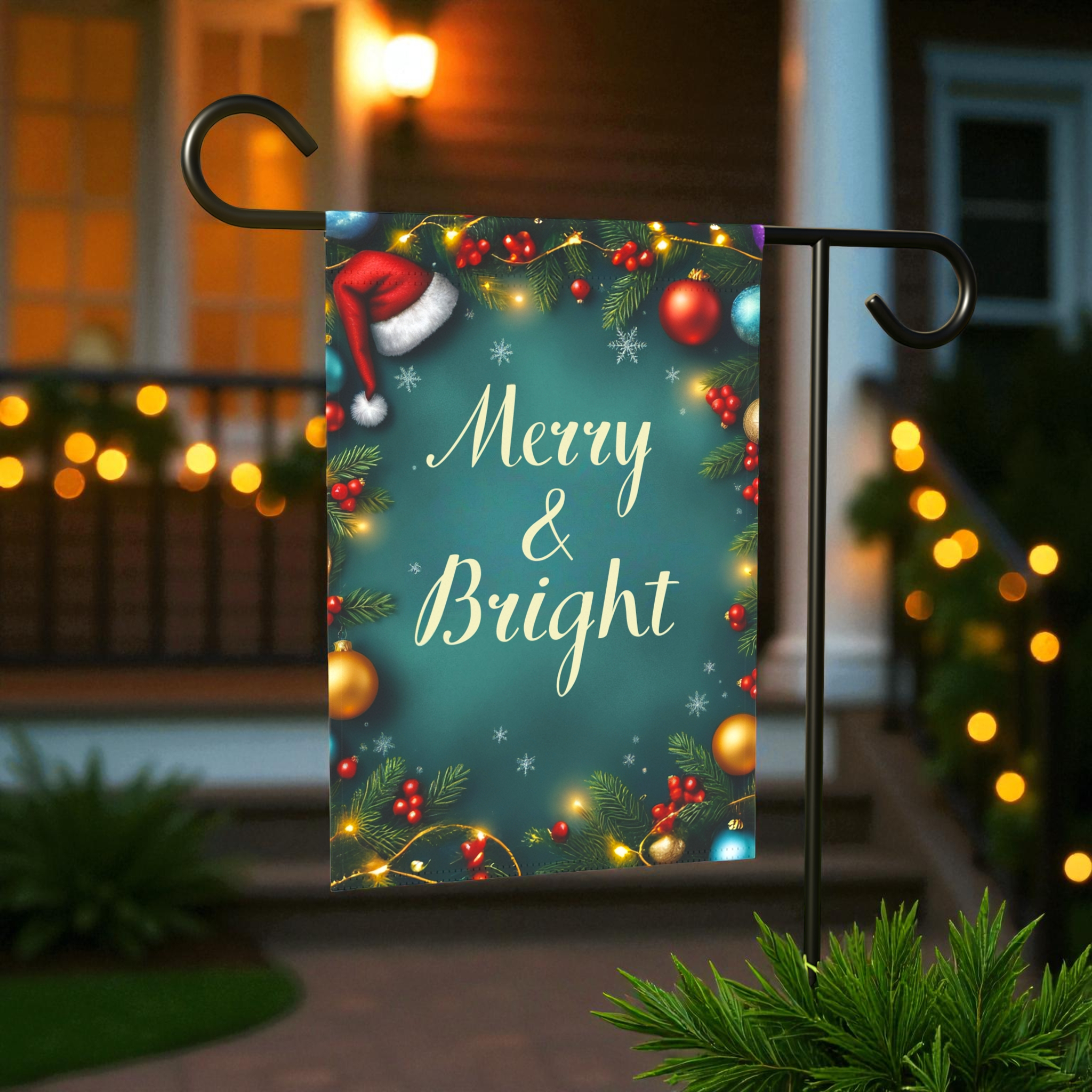 Merry & Bright Christmas Garden Flag - product detail - Dragonfire Gardens