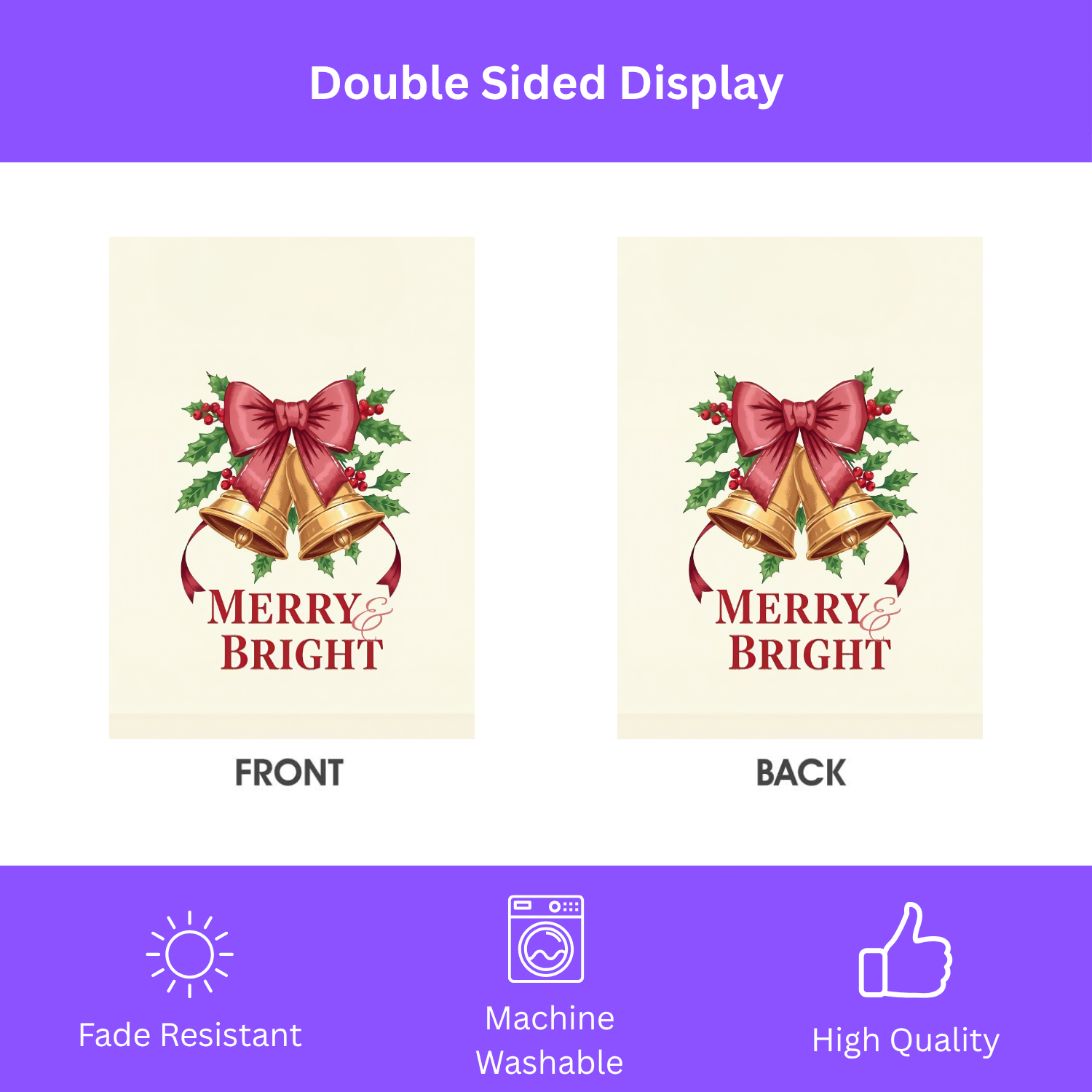 Merry & Bright Christmas Bow Garden Flag - yard display - Dragonfire Gardens