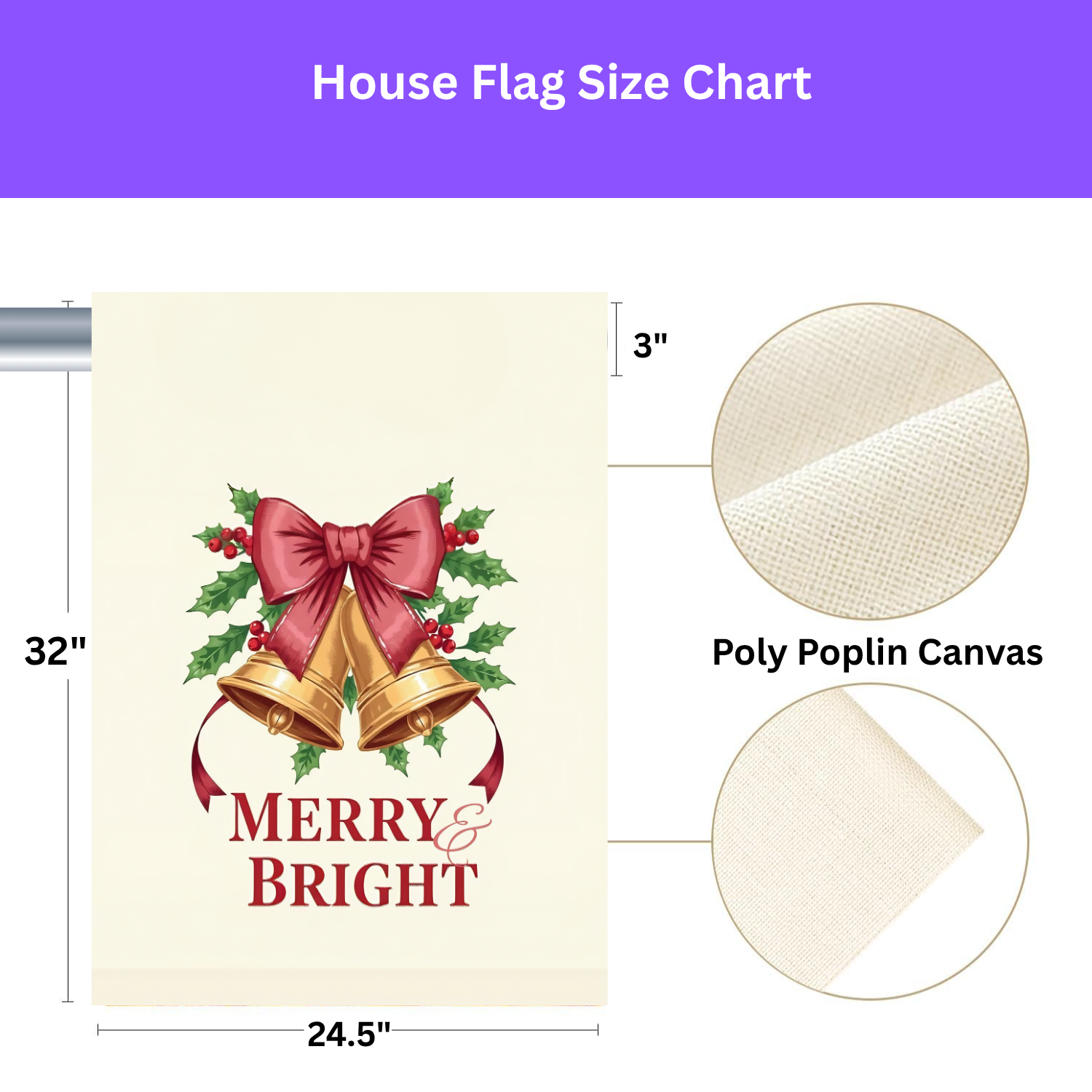 Merry & Bright Christmas Bow Garden Flag - porch decor - Dragonfire Gardens