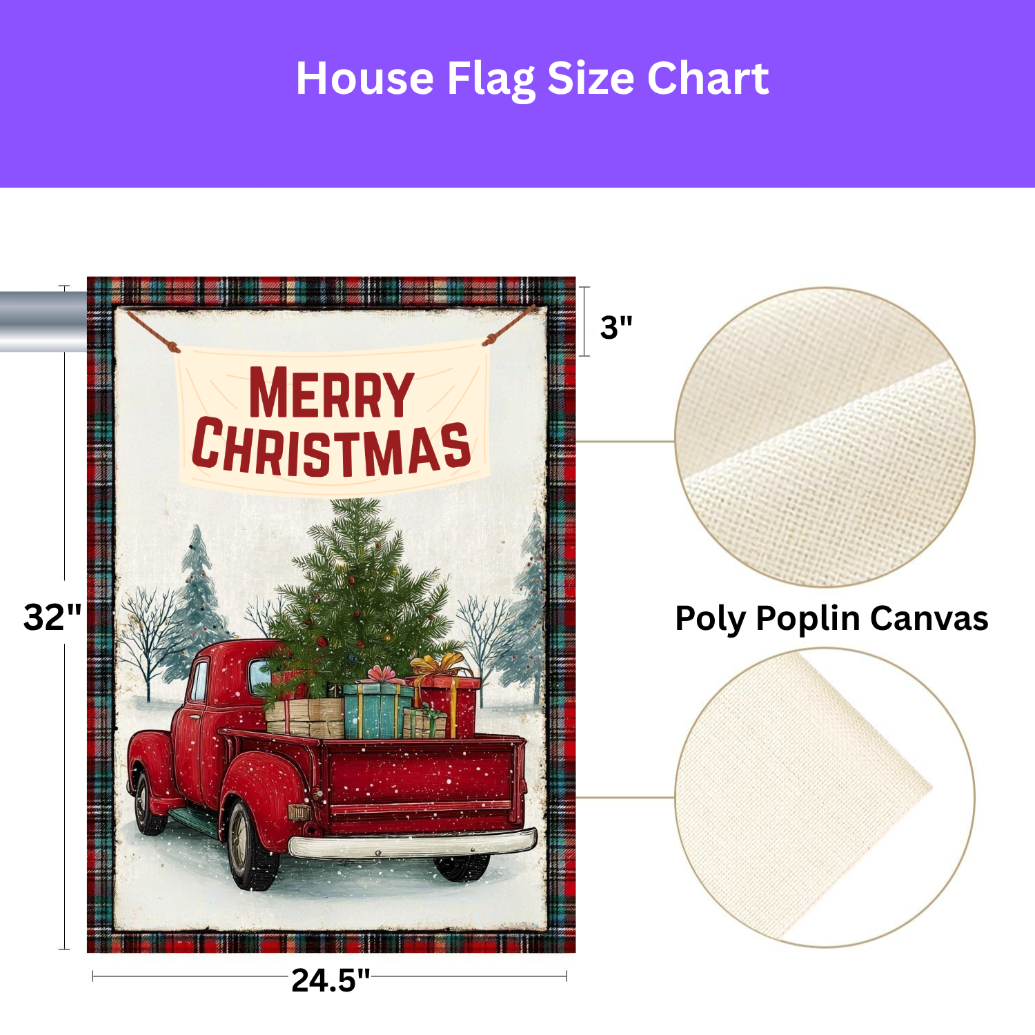 Merry Christmas Red Truck Garden Flag - yard display - Dragonfire Gardens