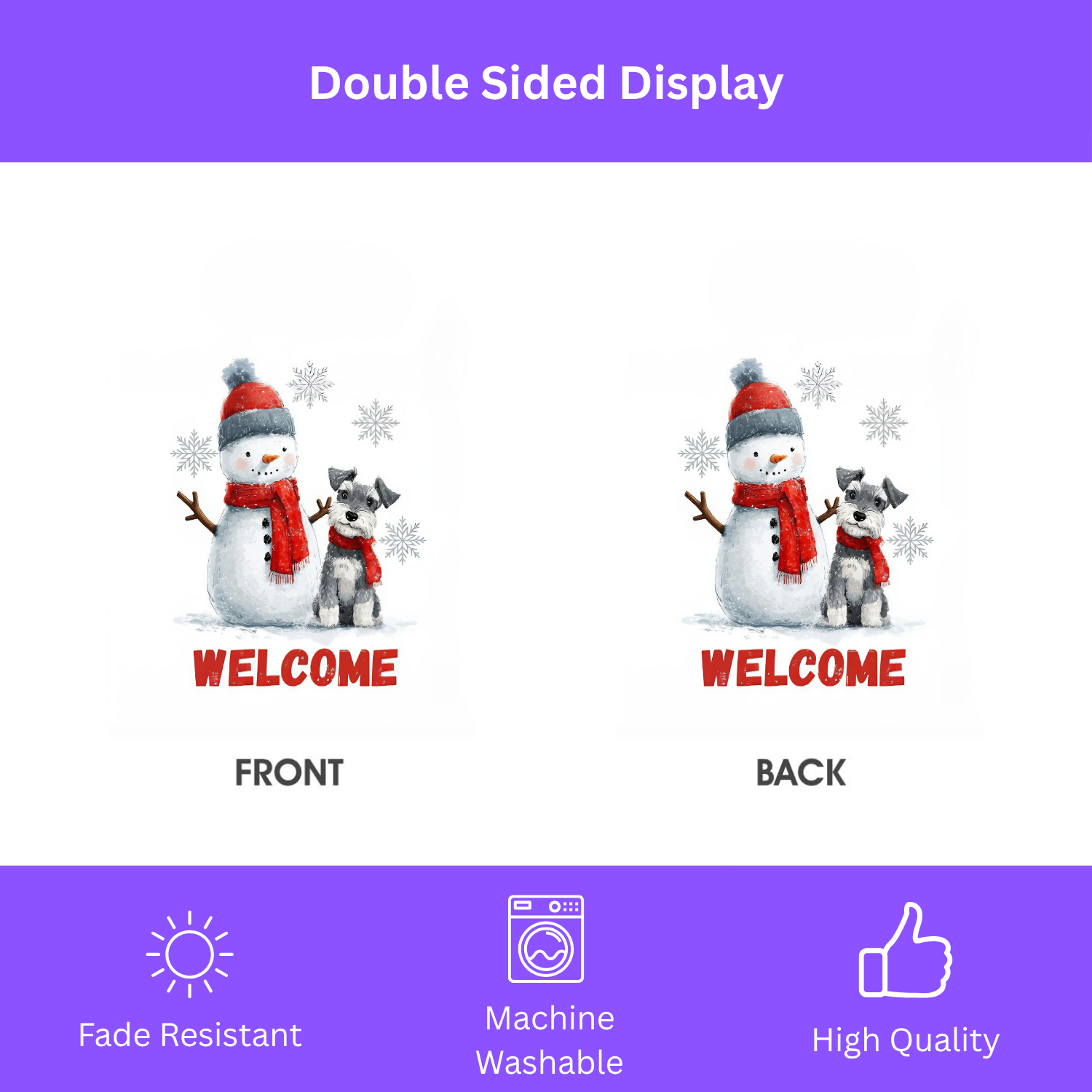Schnauzer and Snowman Garden Flag - double-sided design - Dragonfire Gardens