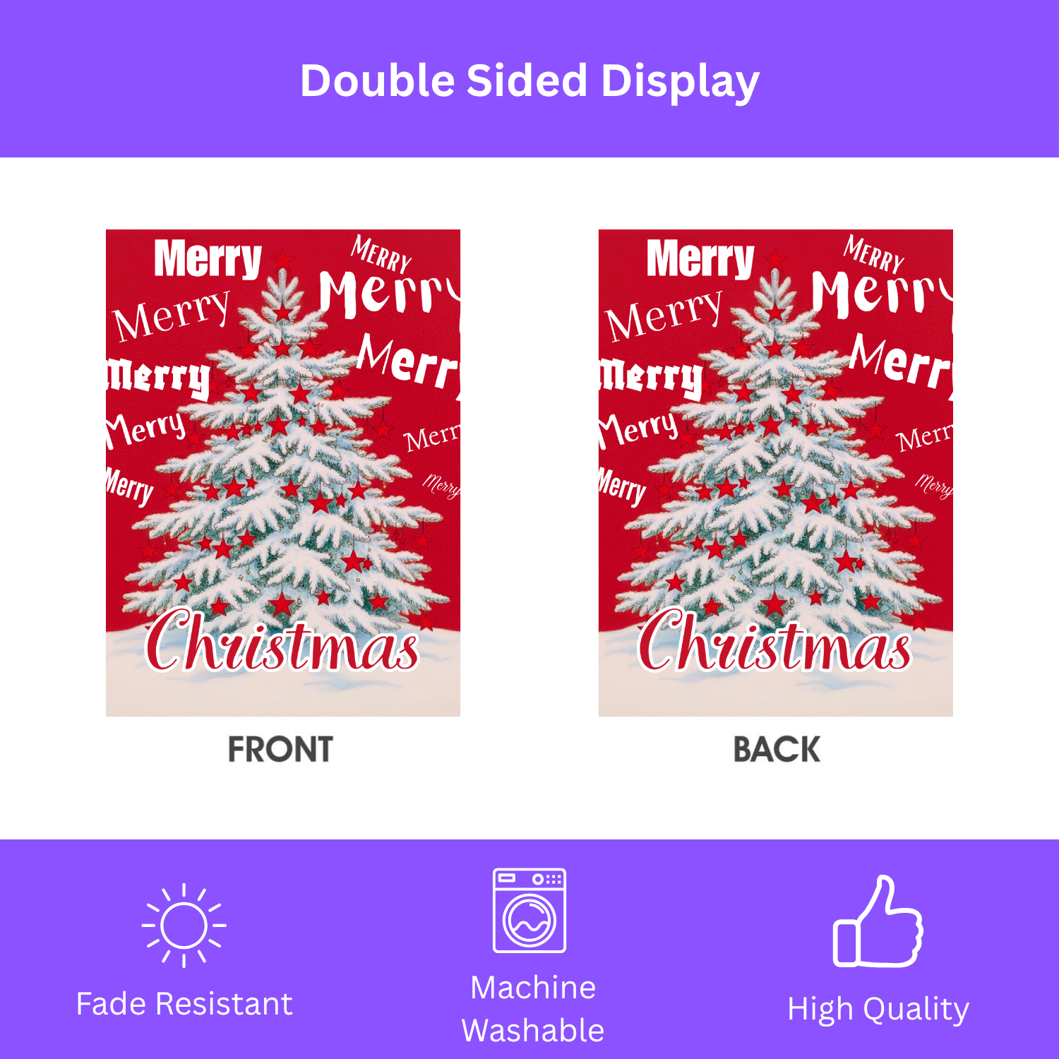 Merry, Merry Christmas Garden Flag - double-sided design - Dragonfire Gardens