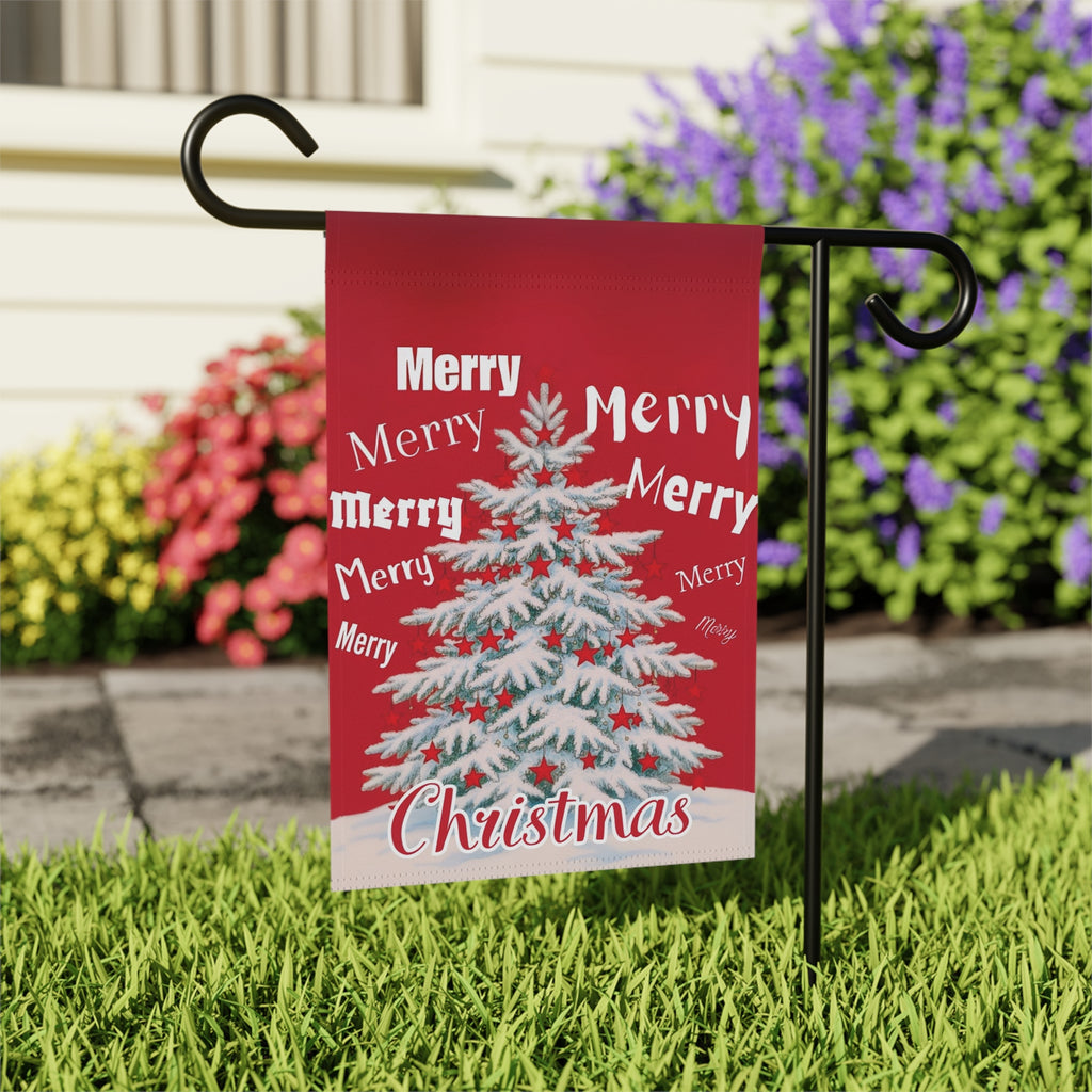 Merry, Merry Christmas Garden Flag - outdoor display - Dragonfire Gardens