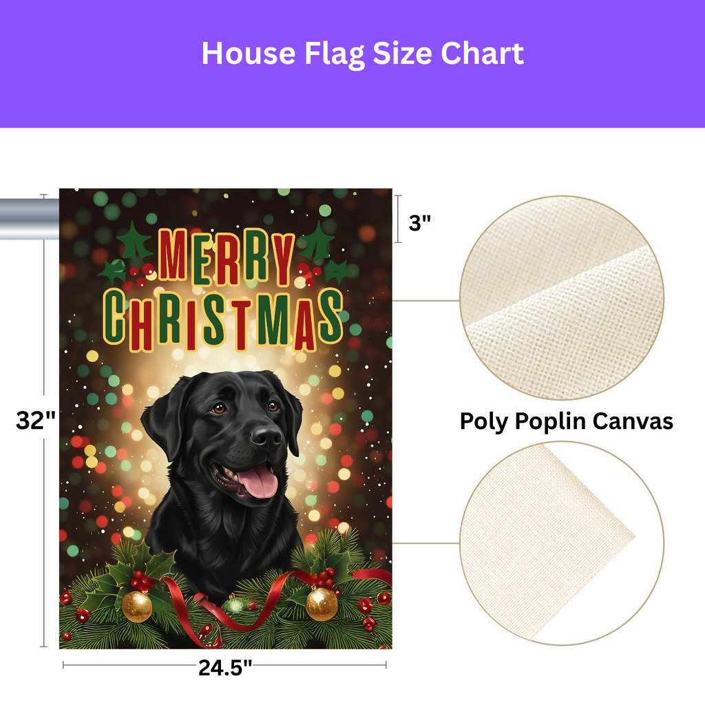 Christmas Black Labrador Garden Flag - yard display - Dragonfire Gardens