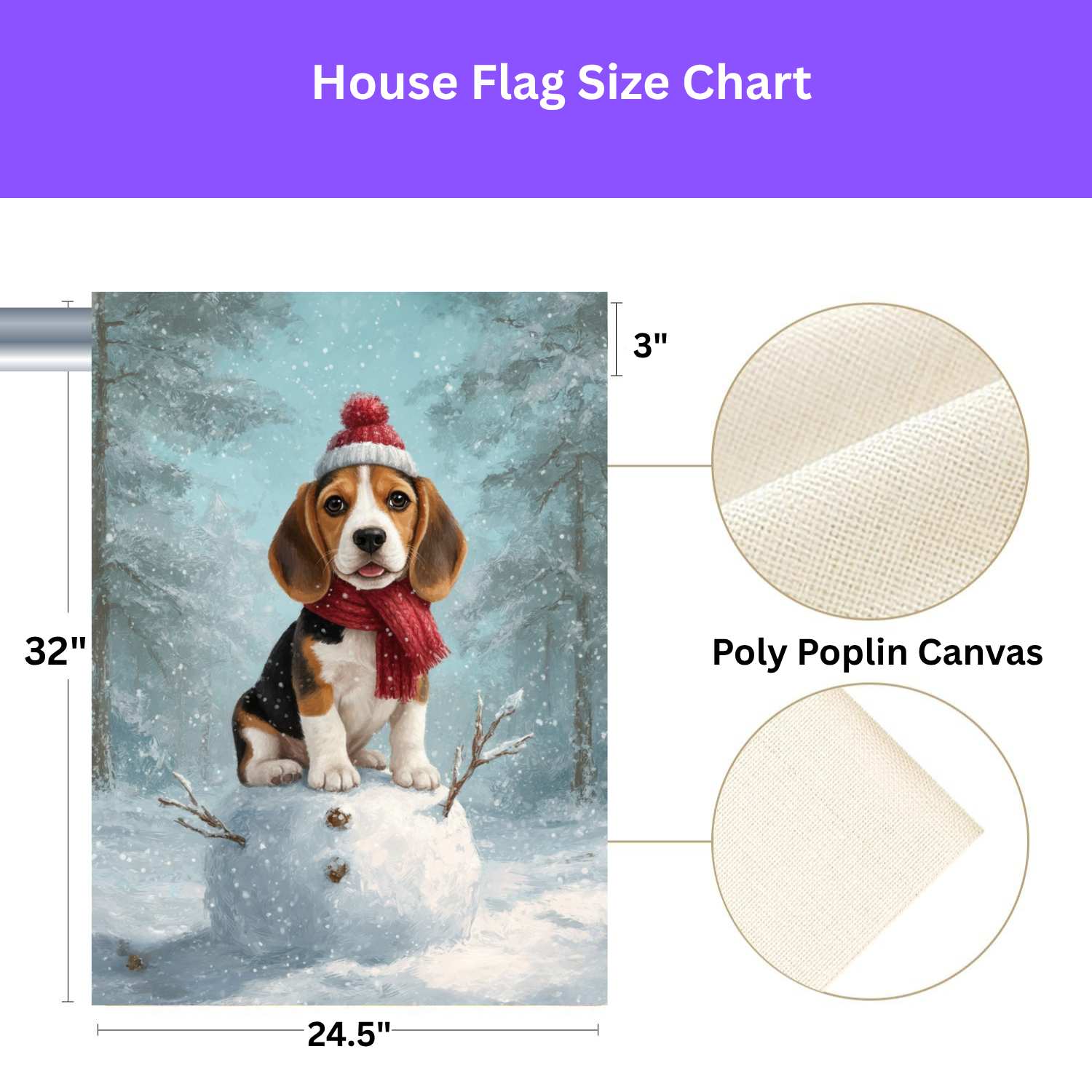 Making A Snowman Beagle Garden Flag - yard display - Dragonfire Gardens