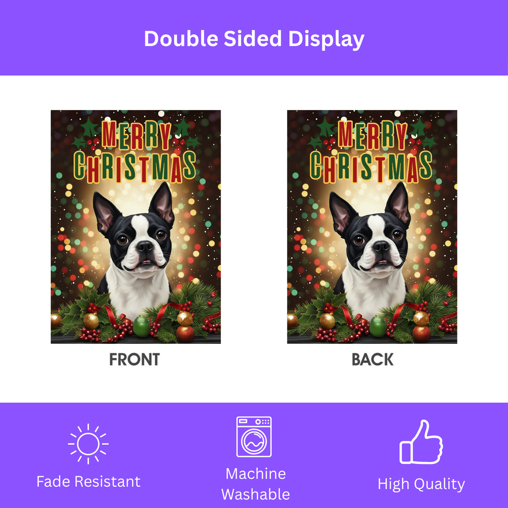 Christmas Boston Terrier Garden Flag