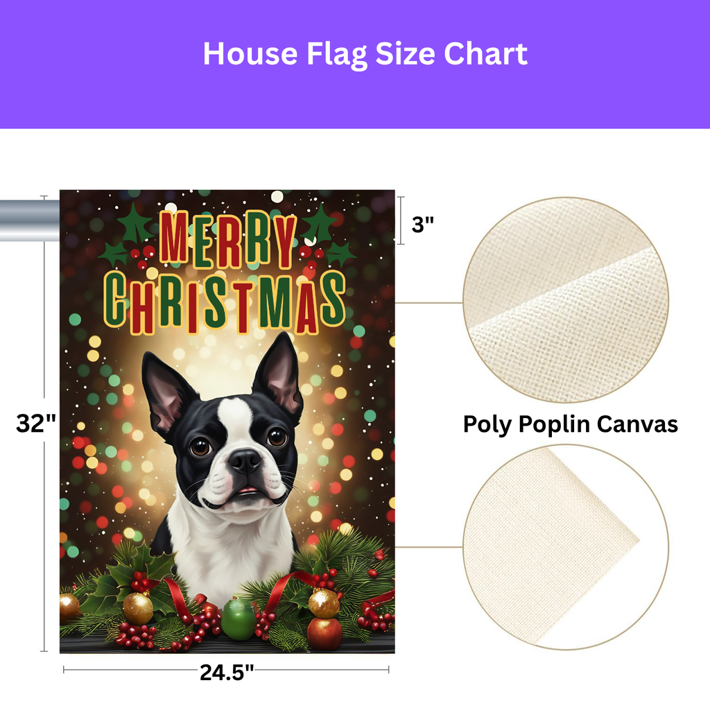 Christmas Boston Terrier Garden Flag