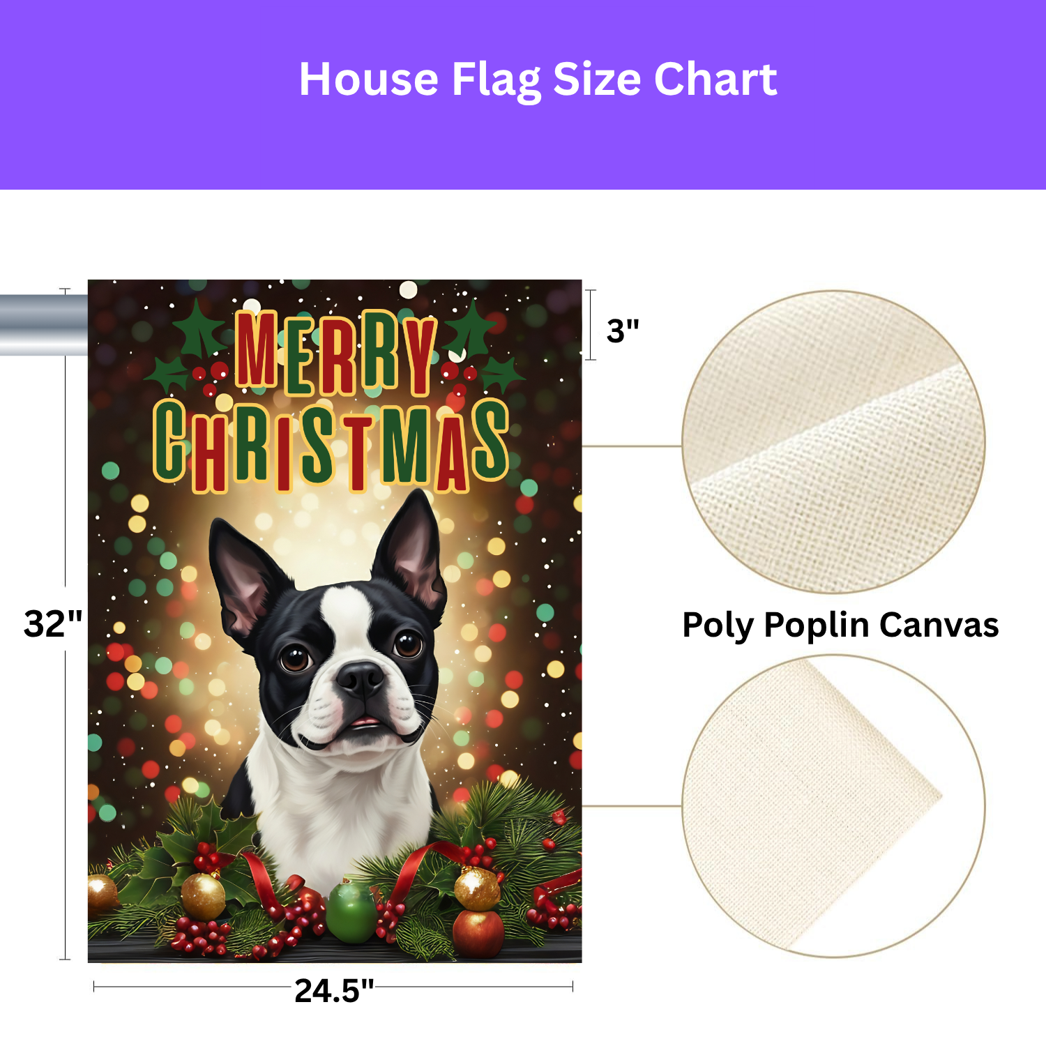 Christmas Boston Terrier Garden Flag