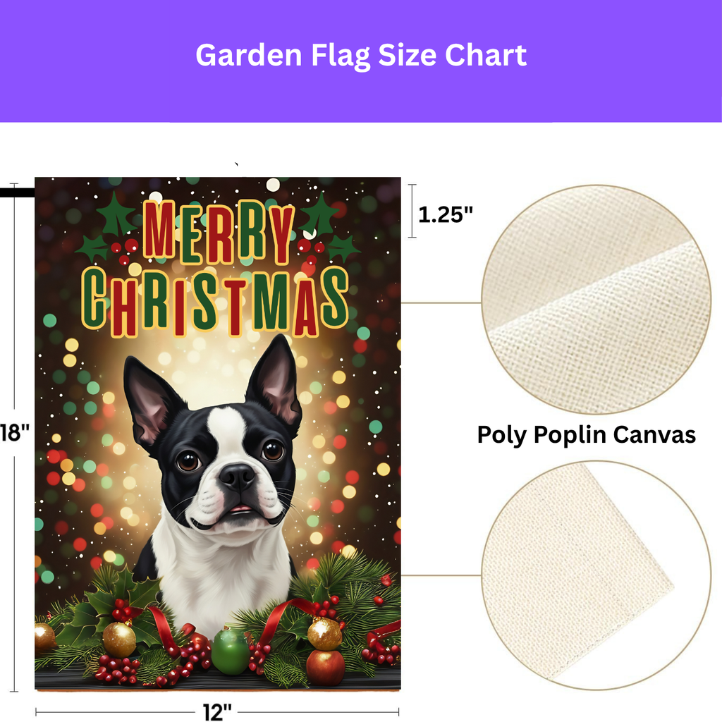 Christmas Boston Terrier Garden Flag
