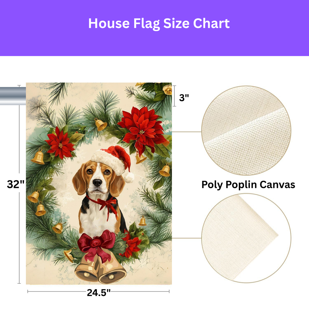 Poinsettia Beagle Christmas Garden Flag - porch decor - Dragonfire Gardens