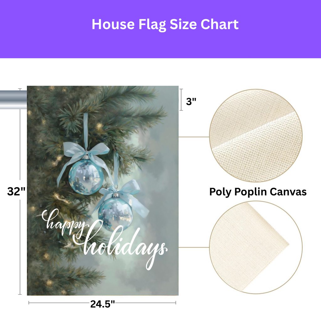 Happy Holidays Blue Ornament Garden Flag