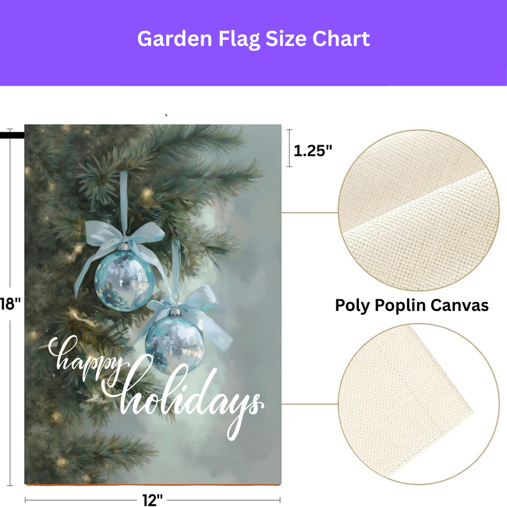 Happy Holidays Blue Ornament Garden Flag