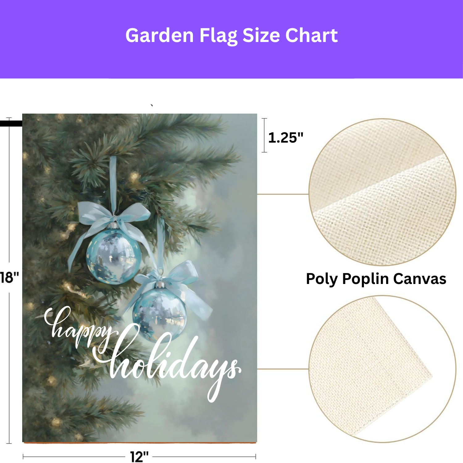 Happy Holidays Blue Ornament Garden Flag