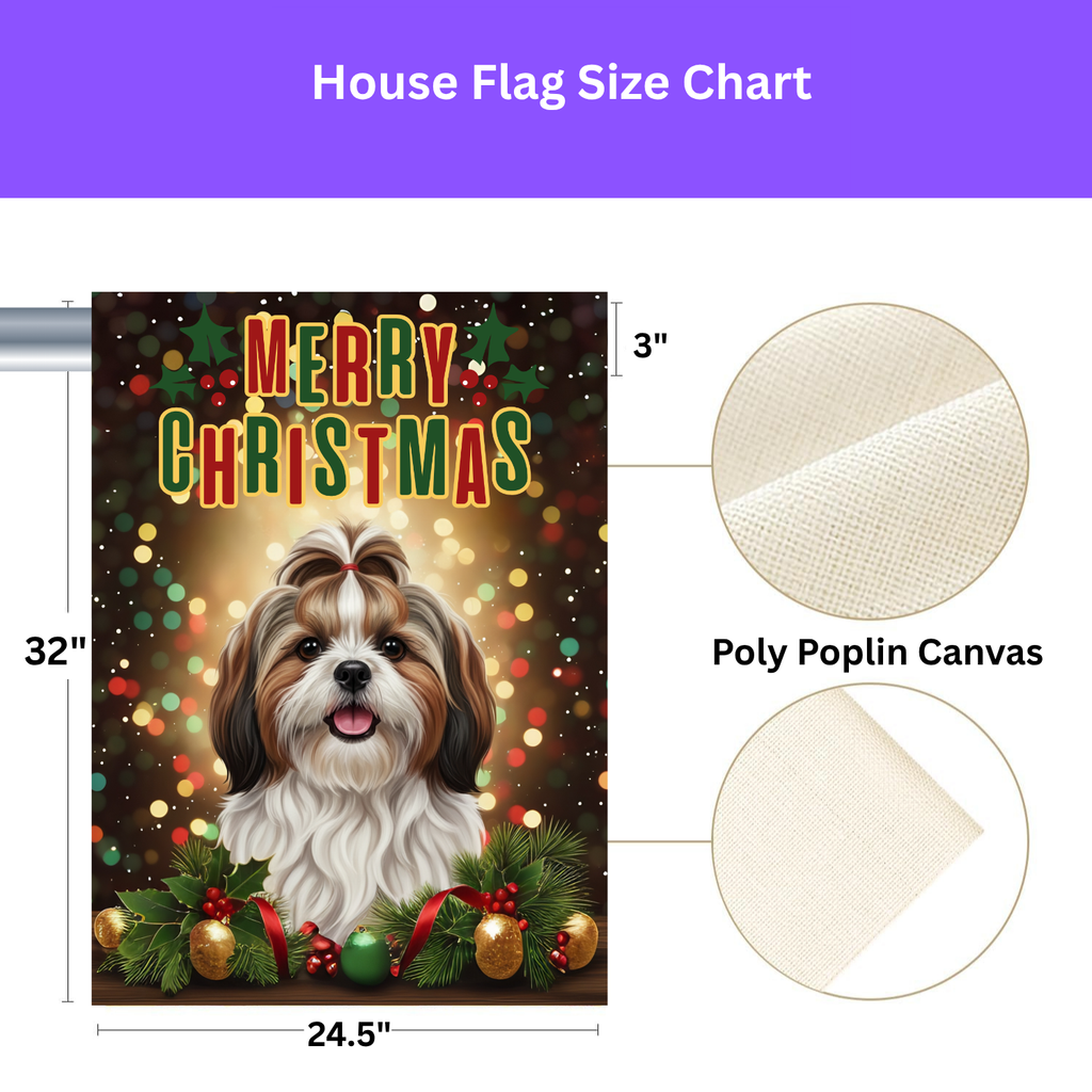Merry Christmas Shih Tzu Garden Flag - yard display - Dragonfire Gardens
