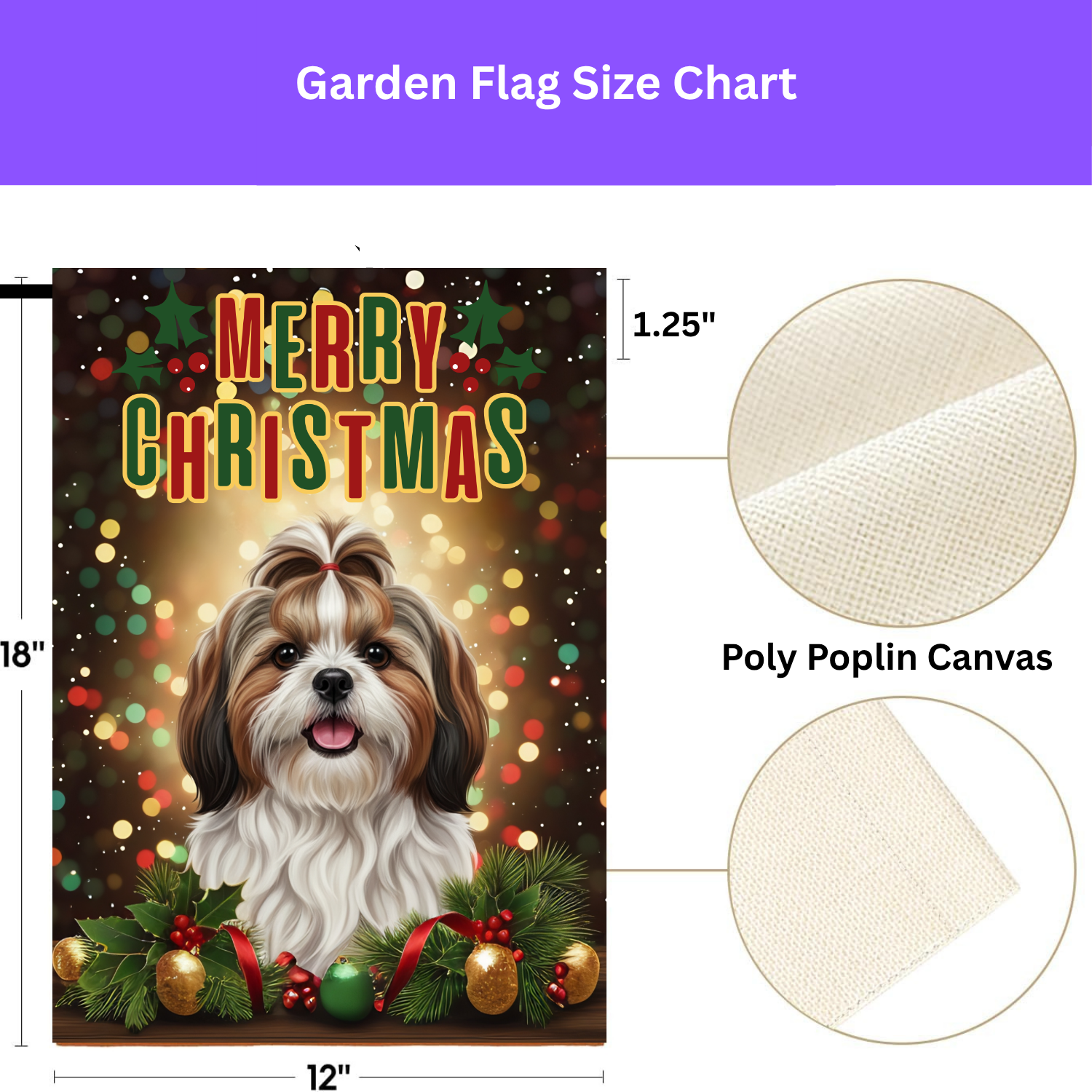 Merry Christmas Shih Tzu Garden Flag - porch decor - Dragonfire Gardens