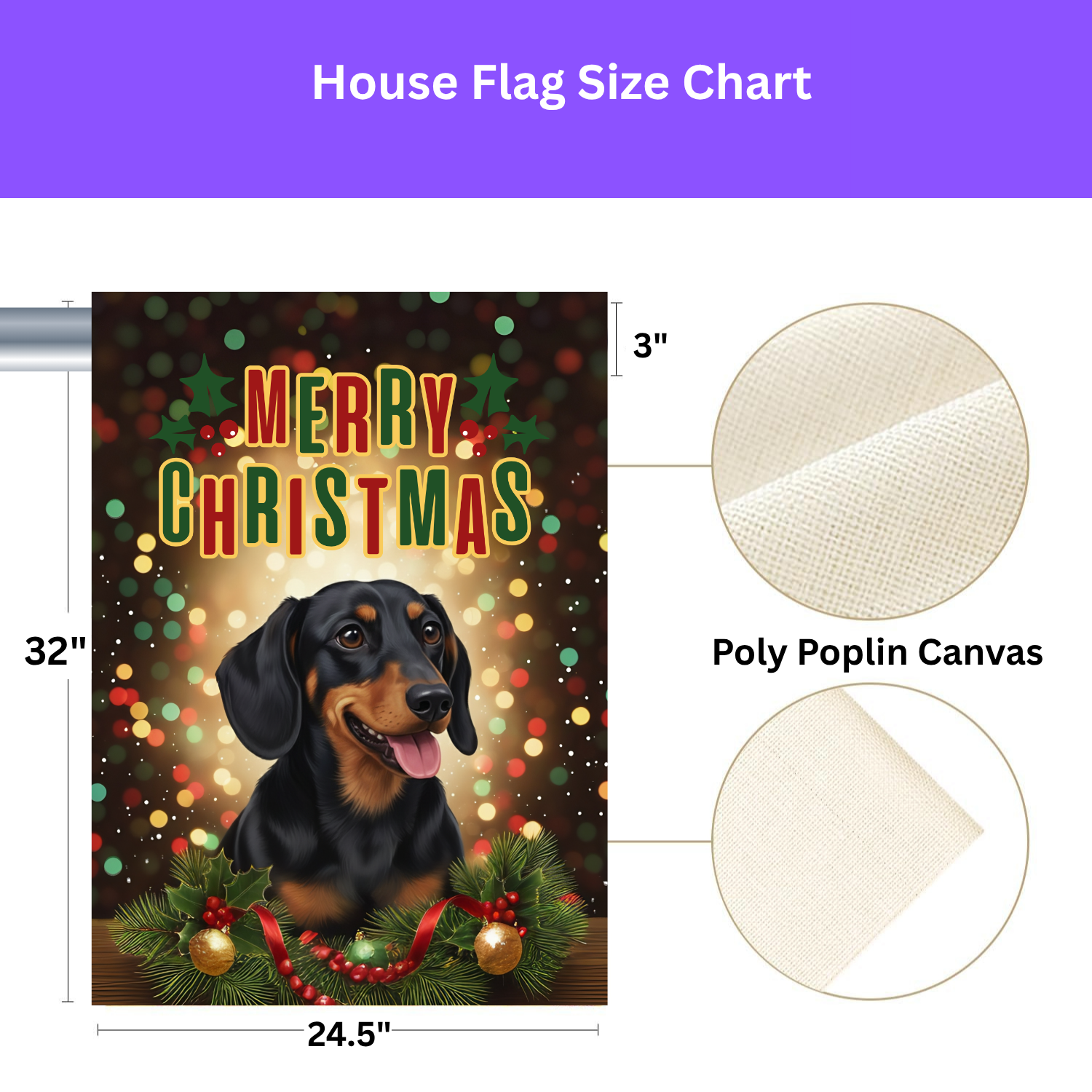 Christmas Dachshund Garden Flag - yard display - Dragonfire Gardens
