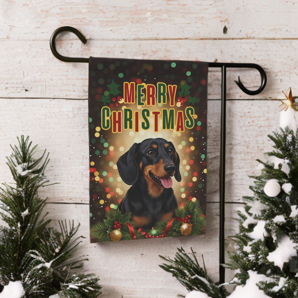 Christmas Dachshund Garden Flag - product detail - Dragonfire Gardens