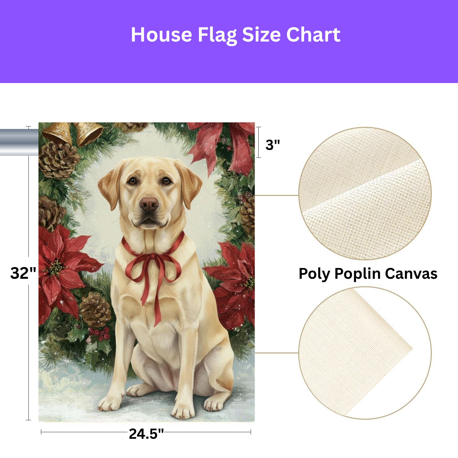 Poinsettia Wreath Yellow Labrador Retriever Christmas Garden Flag - yard display - Dragonfire Gardens