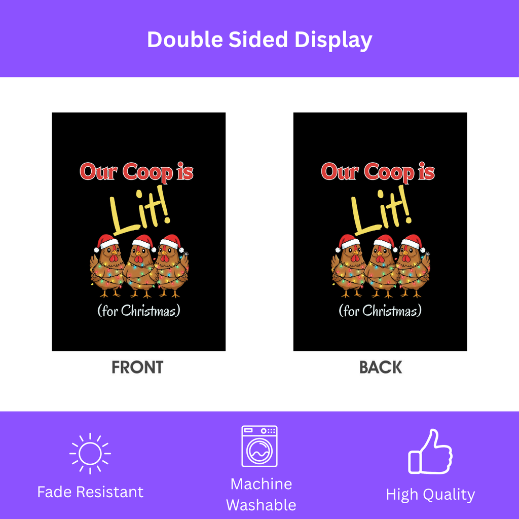 Our Coop Is Lit Christmas Chicken Garden Flag - yard display - Dragonfire Gardens