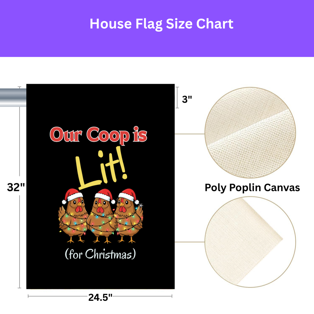 Our Coop Is Lit Christmas Chicken Garden Flag - porch decor - Dragonfire Gardens