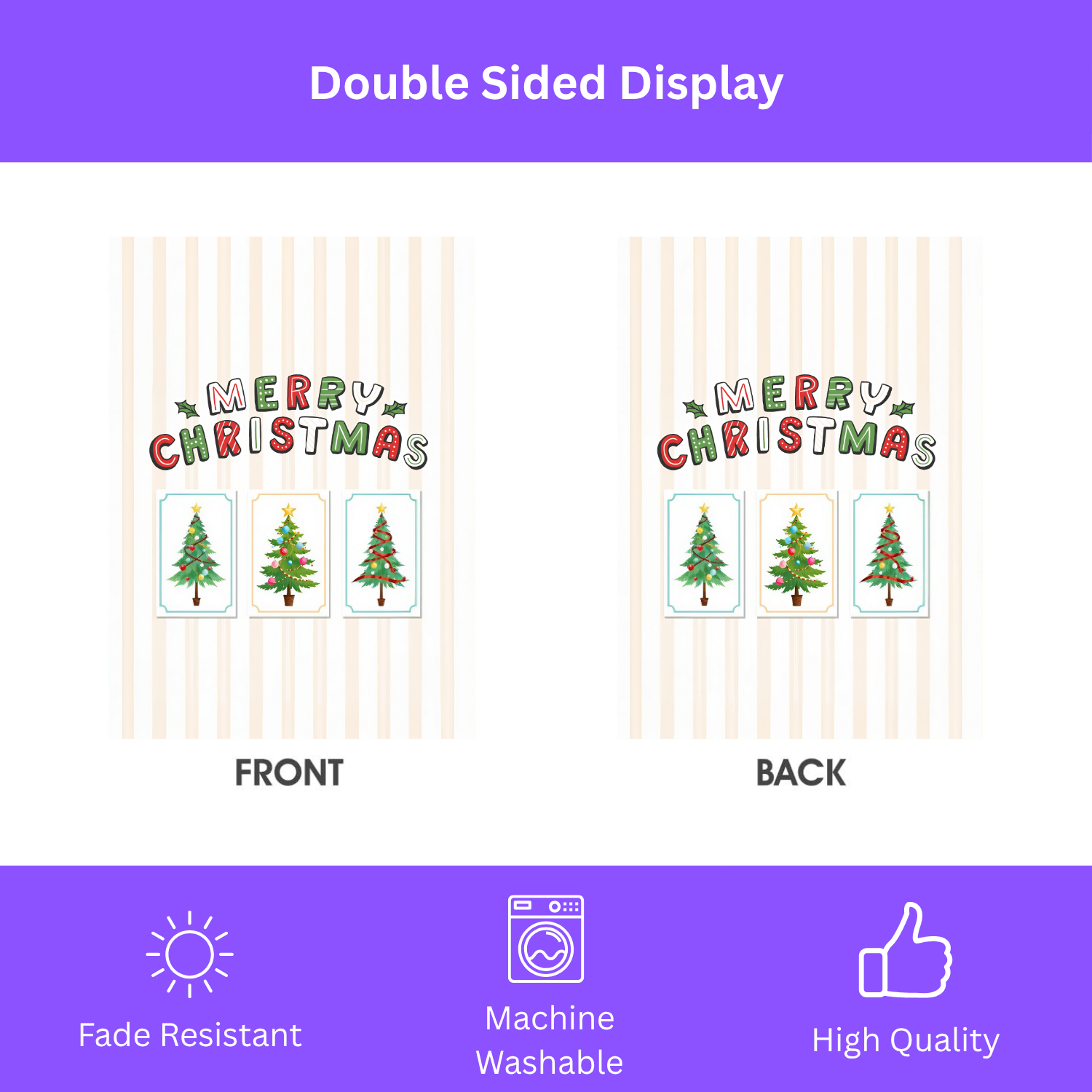 Christmas Tree and Stripes Garden Flag - yard display - Dragonfire Gardens