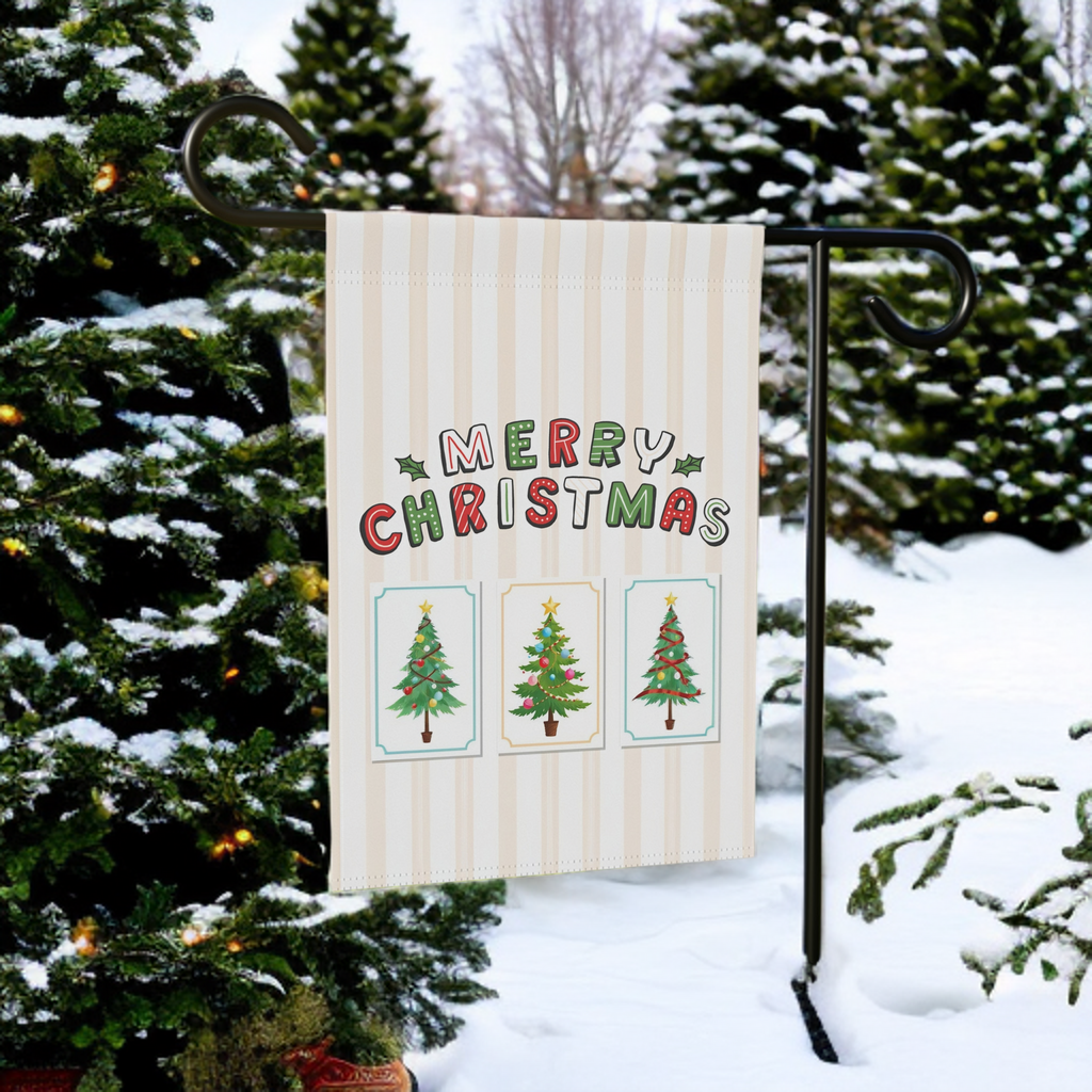 Christmas Tree and Stripes Garden Flag - product detail - Dragonfire Gardens