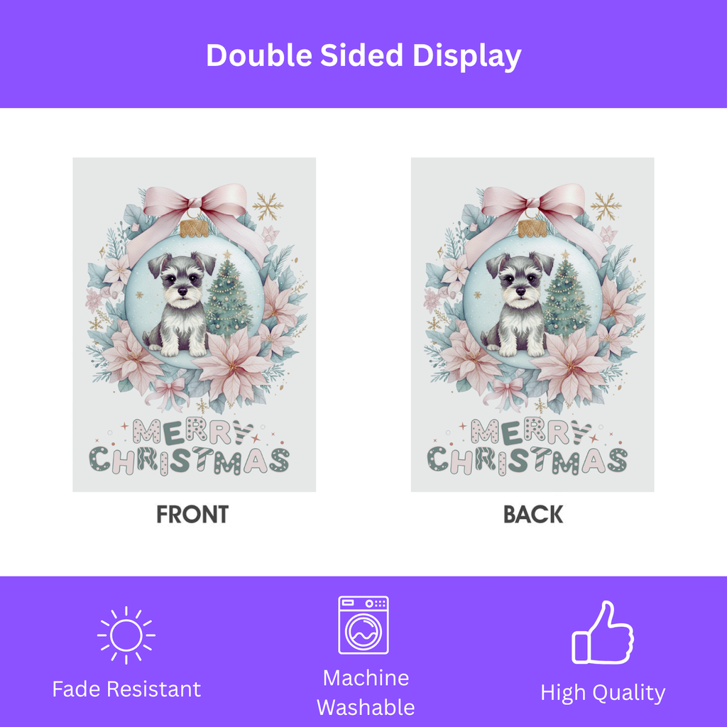 Schnauzer Christmas Ornament Garden Flag - double-sided design - Dragonfire Gardens