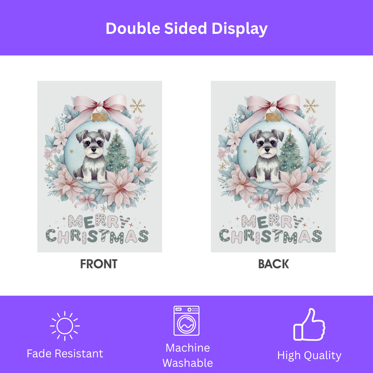 Schnauzer Christmas Ornament Garden Flag - double-sided design - Dragonfire Gardens