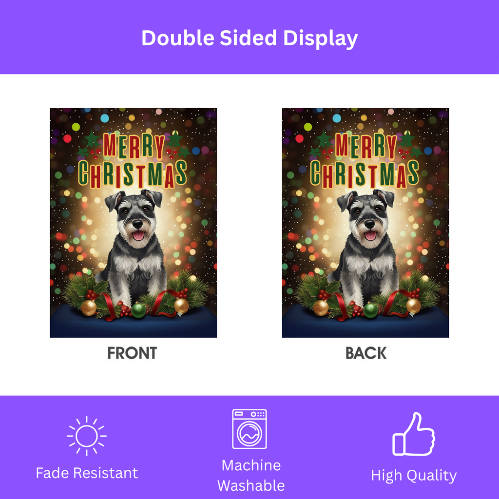 Christmas Schnauzer Garden Flag - double-sided design - Dragonfire Gardens