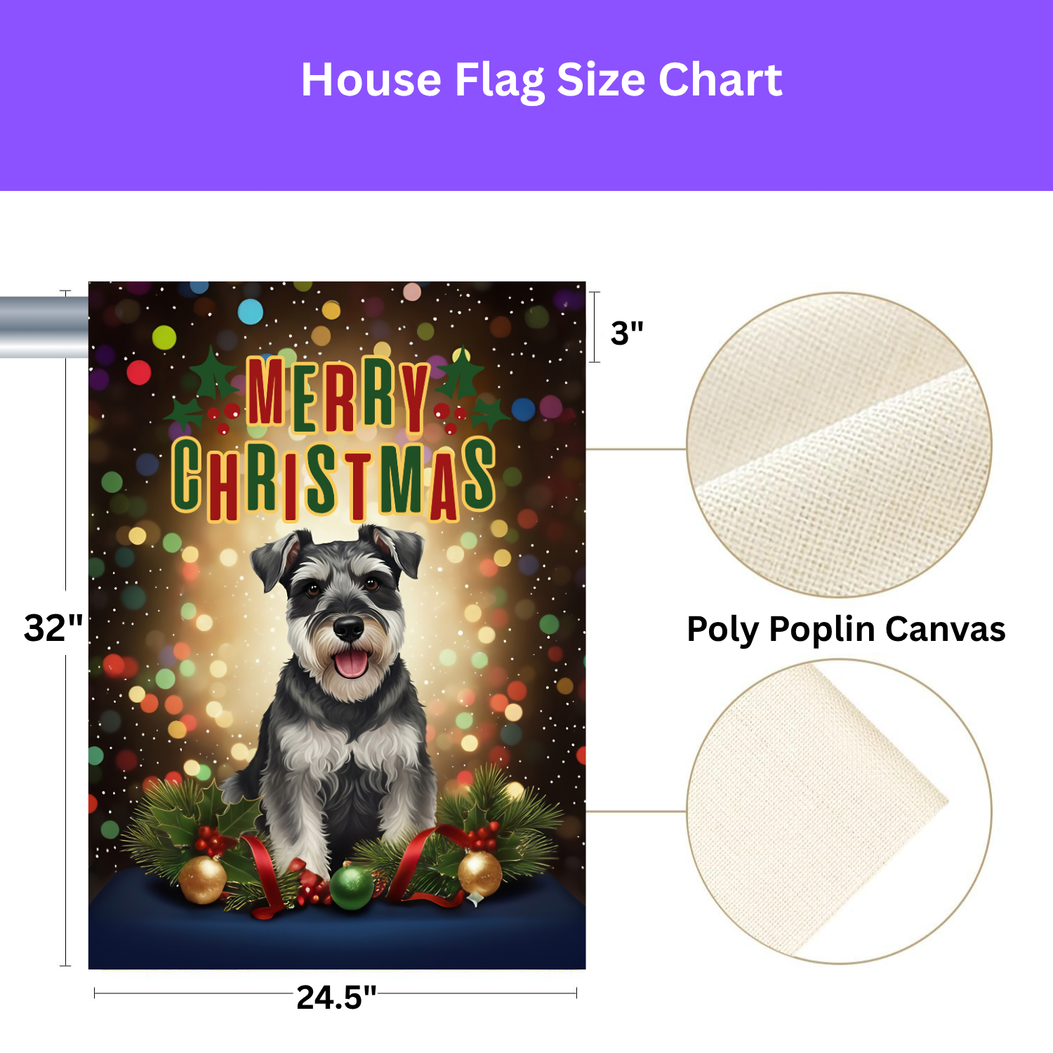 Christmas Schnauzer Garden Flag - yard display - Dragonfire Gardens