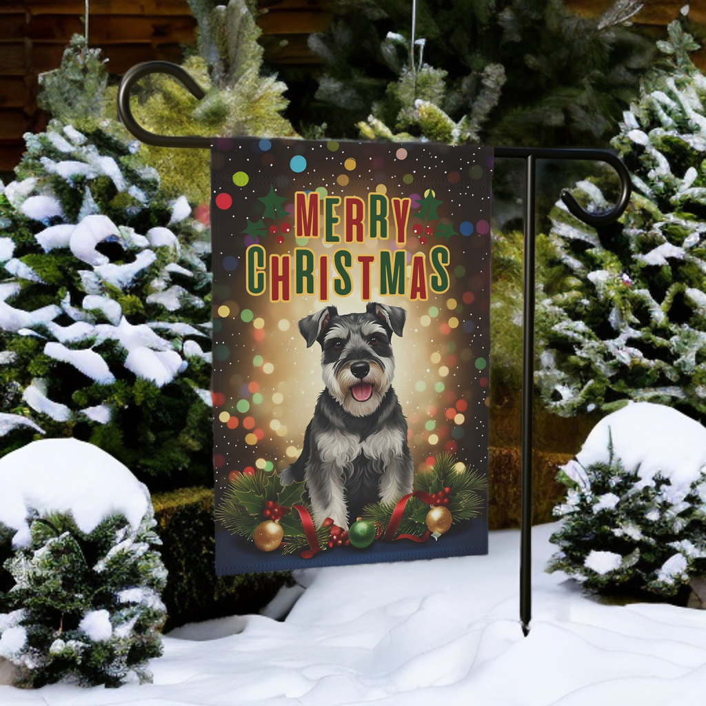 Christmas Schnauzer Garden Flag - product detail - Dragonfire Gardens