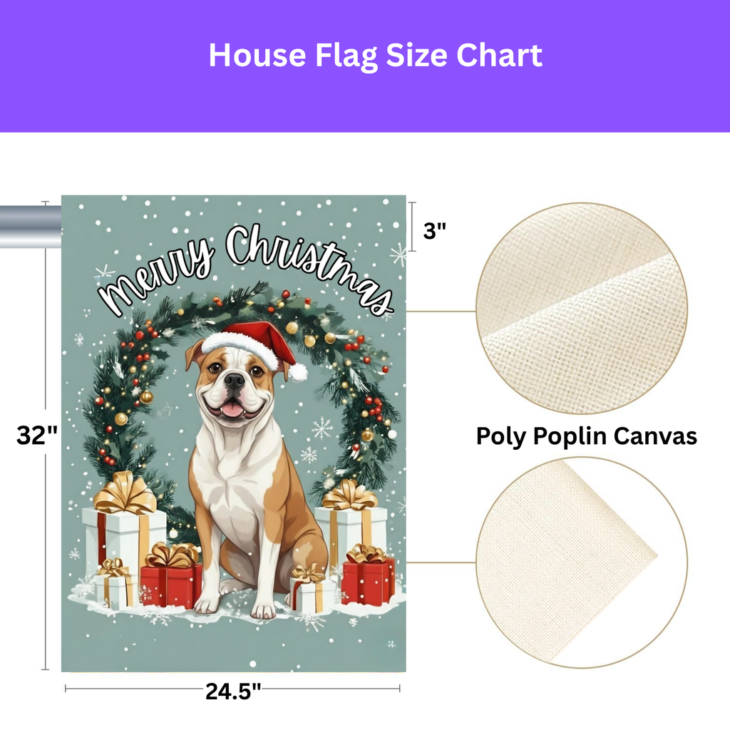 Merry Christmas American Bulldog Garden Flag - yard display - Dragonfire Gardens