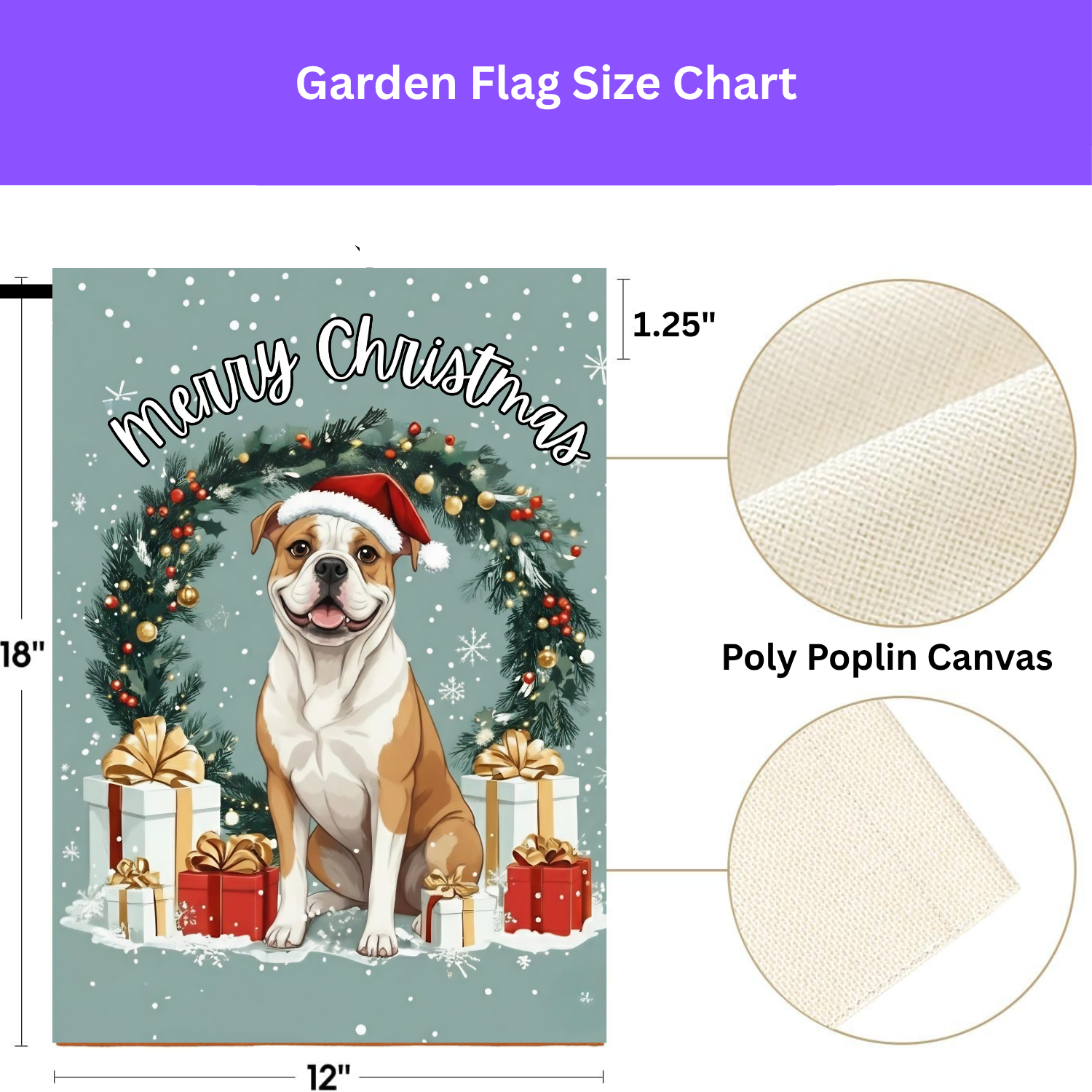 Merry Christmas American Bulldog Garden Flag - porch decor - Dragonfire Gardens
