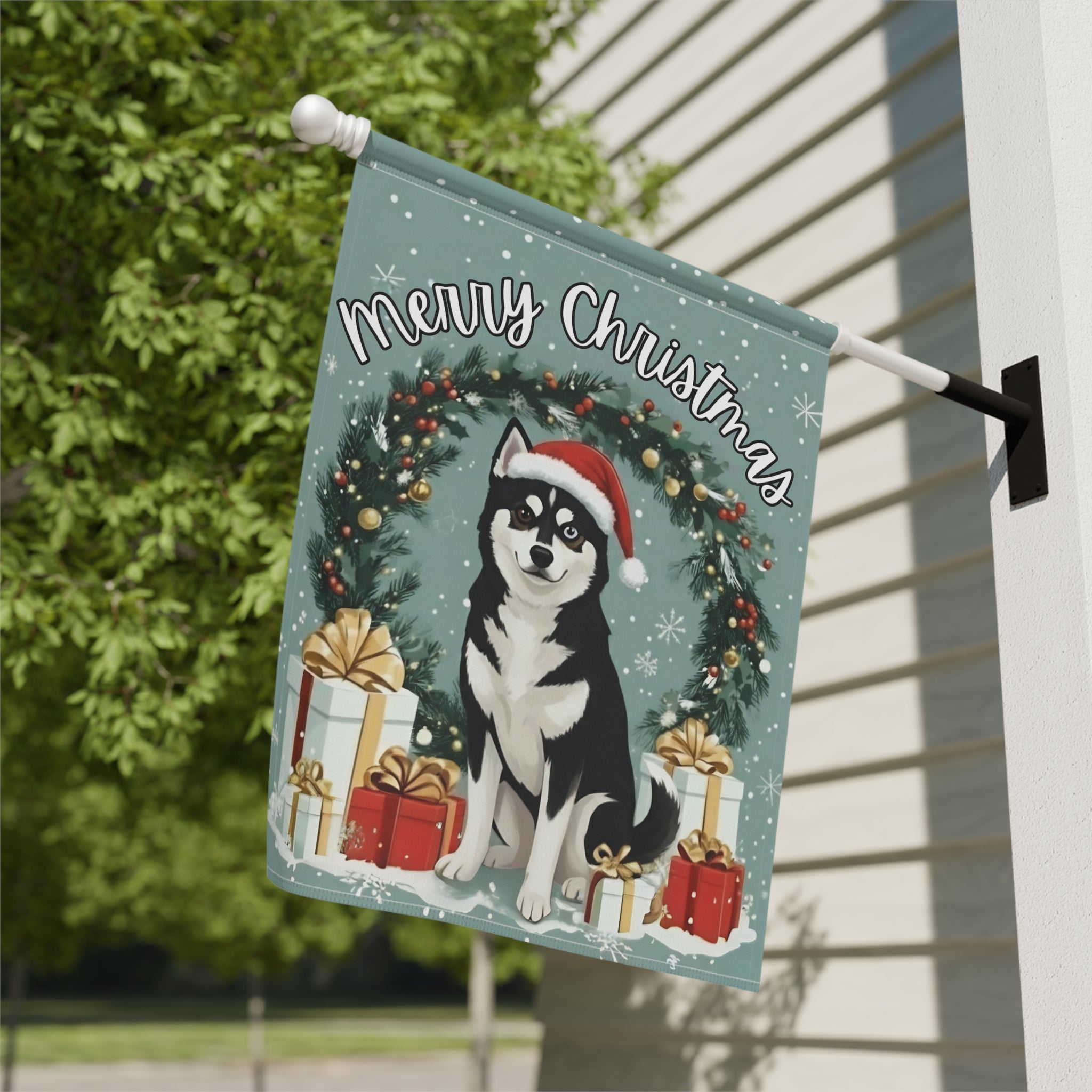 Merry Christmas Alaskan Klee Kai Garden Flag