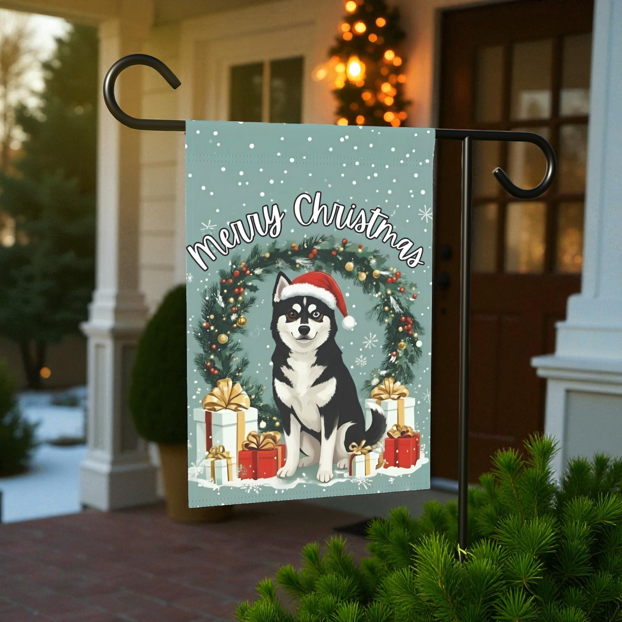 Merry Christmas Alaskan Klee Kai Garden Flag
