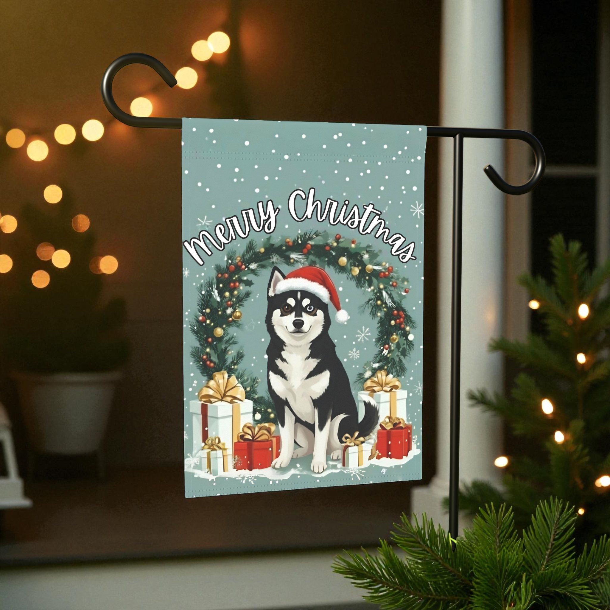 Merry Christmas Alaskan Klee Kai Garden Flag