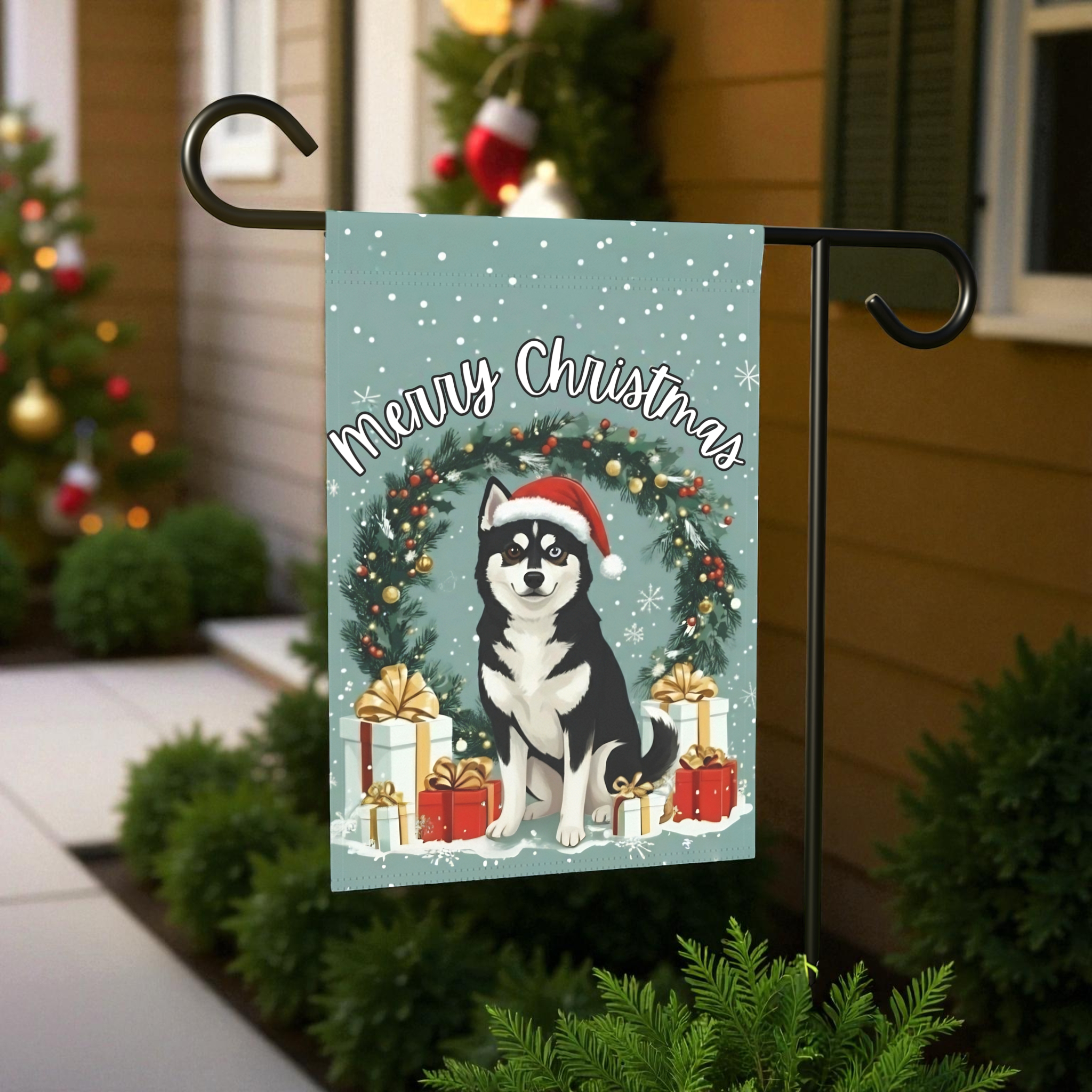 Merry Christmas Alaskan Klee Kai Garden Flag