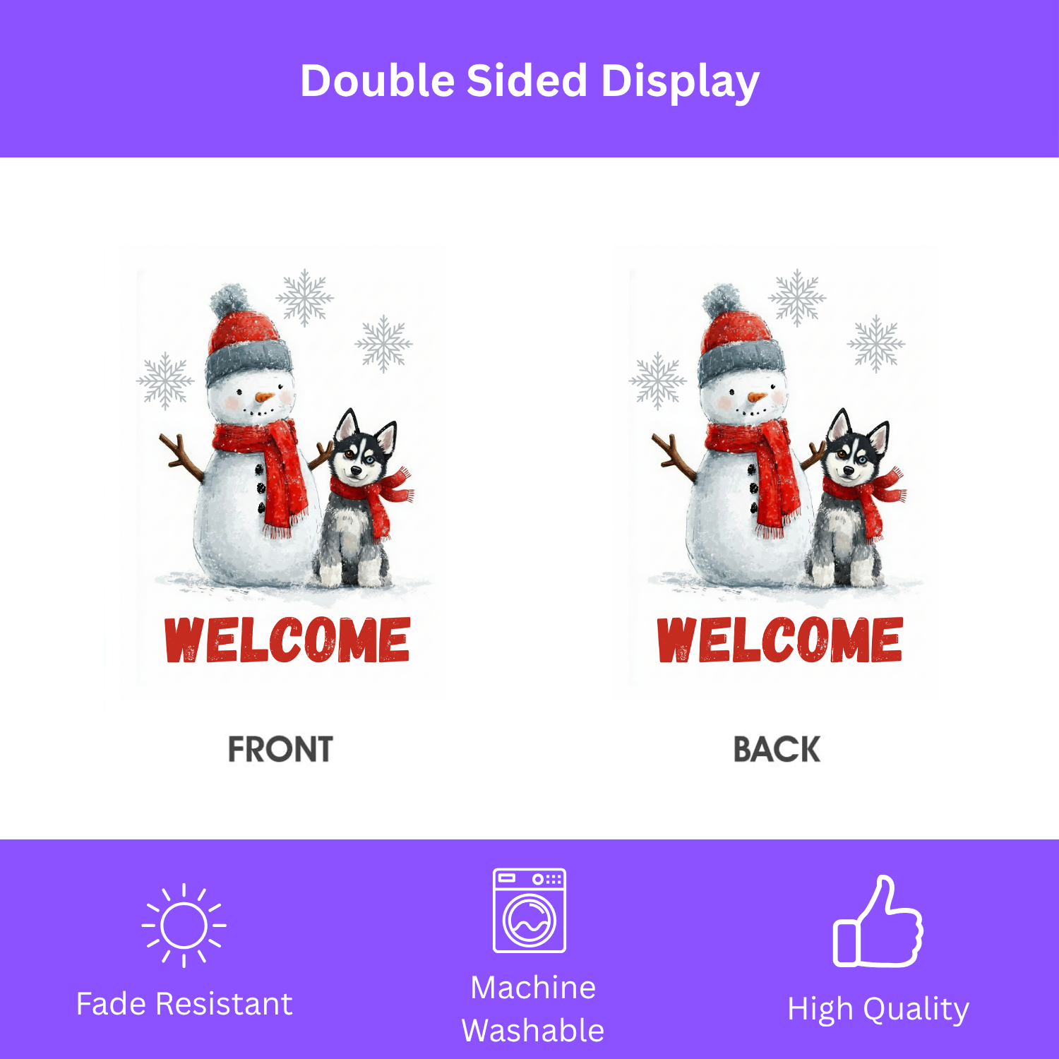 Alaskan Klee Kai and Snowman Garden Flag